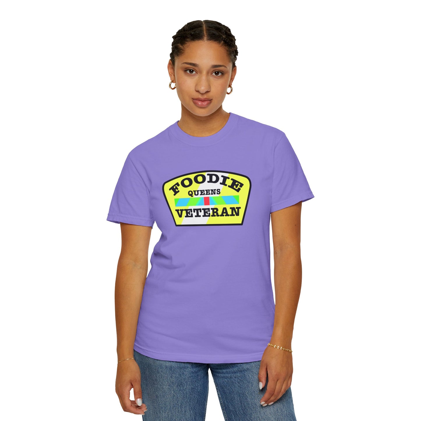 L.O.E.F Foodie Veteran QUEENS Unisex Tee Shirt (Yellow and Black)