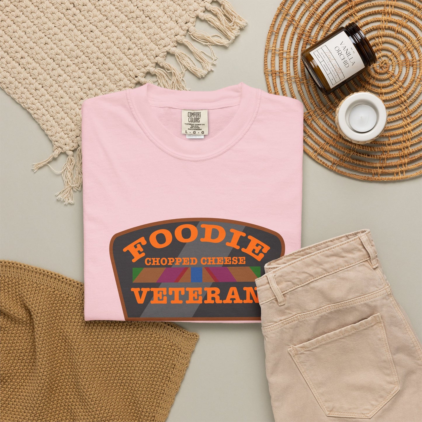 L.O.E.F Foodie Veteran Chopped Cheese Unisex Tee Shirt (Orange)
