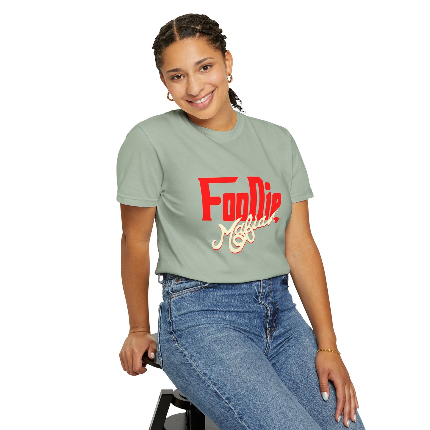 L.O.E.F Red Foodie Mafia Unisex Tee Shirt (Cream)