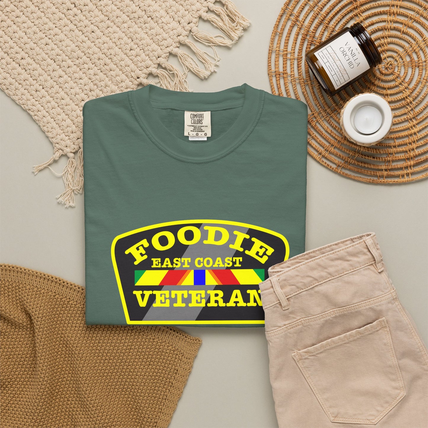 L.O.E.F Foodie Veteran EAST COAST Unisex Tee Shirt (Yellow)