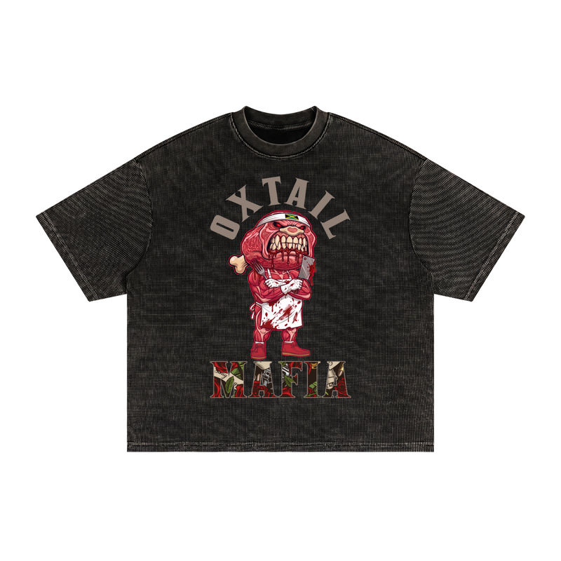 L.O.E.F Life Oxtail Mafia Textured Waffle Washed Boxy T-Shirt