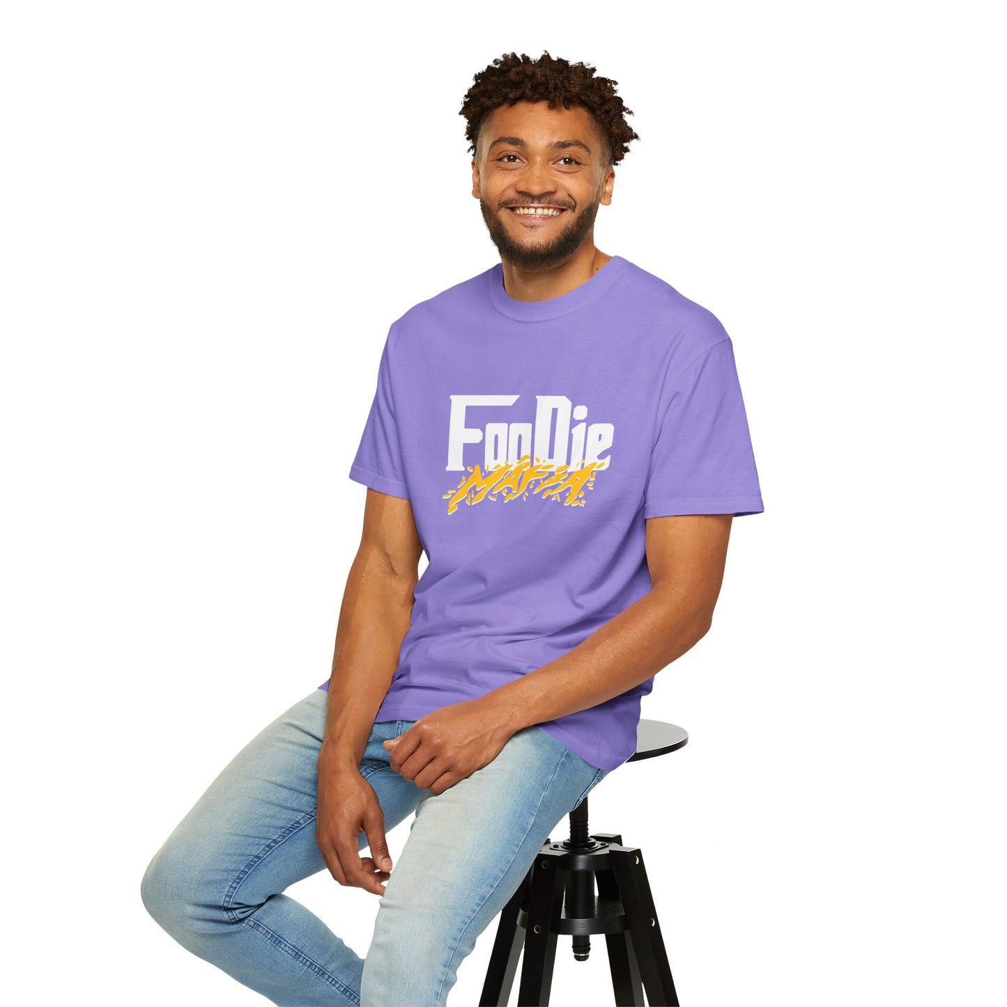 L.O.E.F White Foodie Mafia Unisex Tee shirt (Bright Yellow)