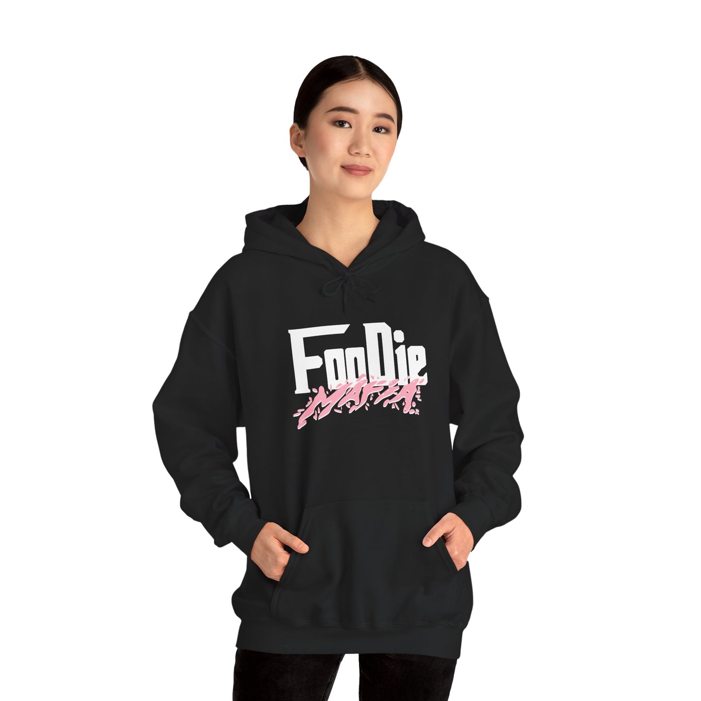 L.O.E.F White Foodie Mafia Unisex Hooded Sweatshirt (Soft Pink)