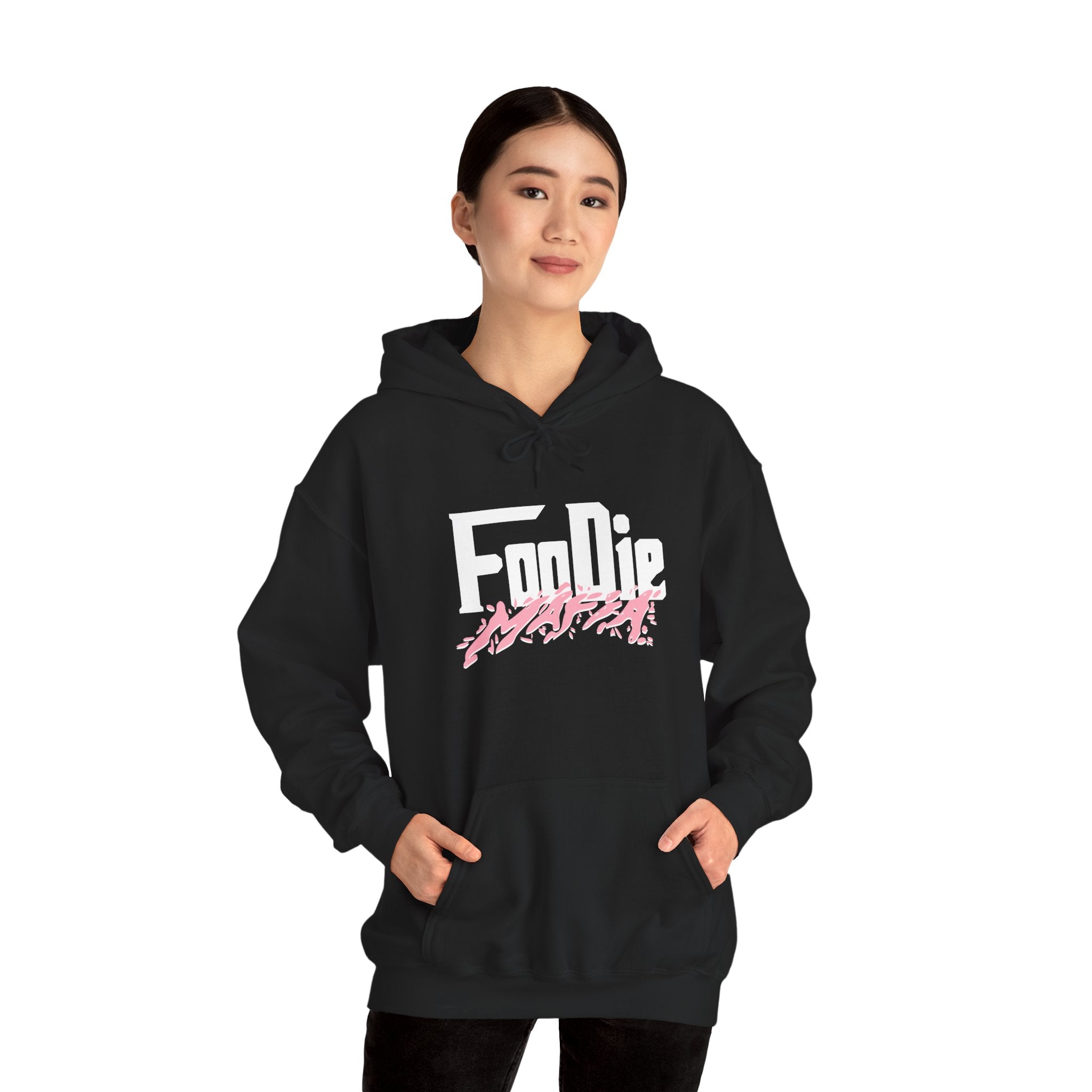 L.O.E.F White Foodie Mafia Unisex Hooded Sweatshirt (Soft Pink)
