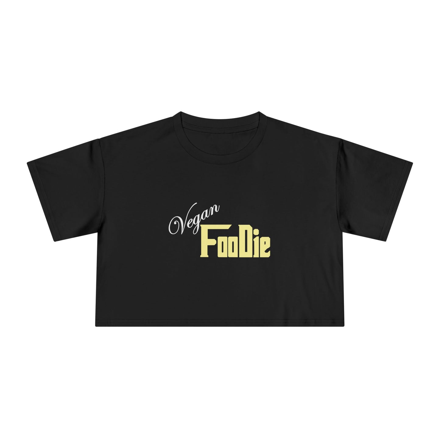 L.O.E.F Women Vegan Foodie Crop Tee (Light Yellow)