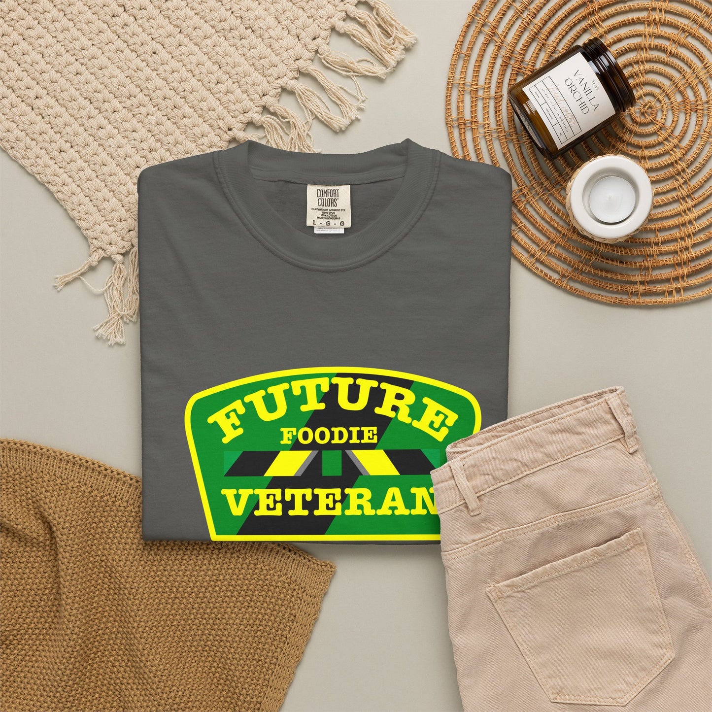 L.O.E.F Future Foodie Veteran Unisex Tee Shirt (Yellow and Green)