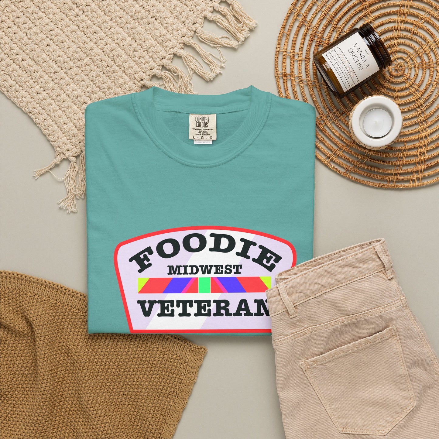 L.O.E.F Foodie Veteran MIDWEST Unisex Tee Shirt (Soft Pink)