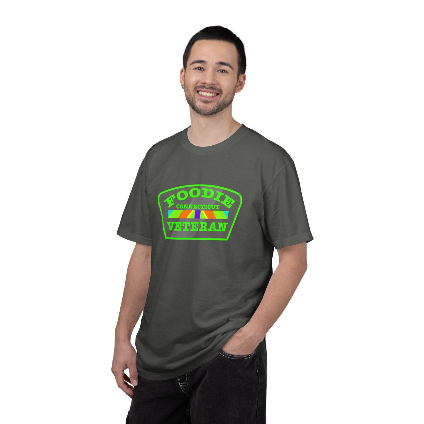 L.O.E.F Foodie Veteran CONNECTICUT Unisex Tee Shirt (Neon Green)