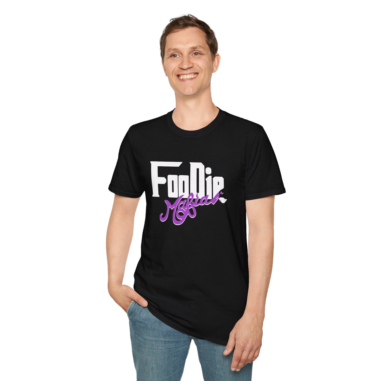 L.O.E.F White Foodie Mafia Unisex Tee Shirt  (Purple)