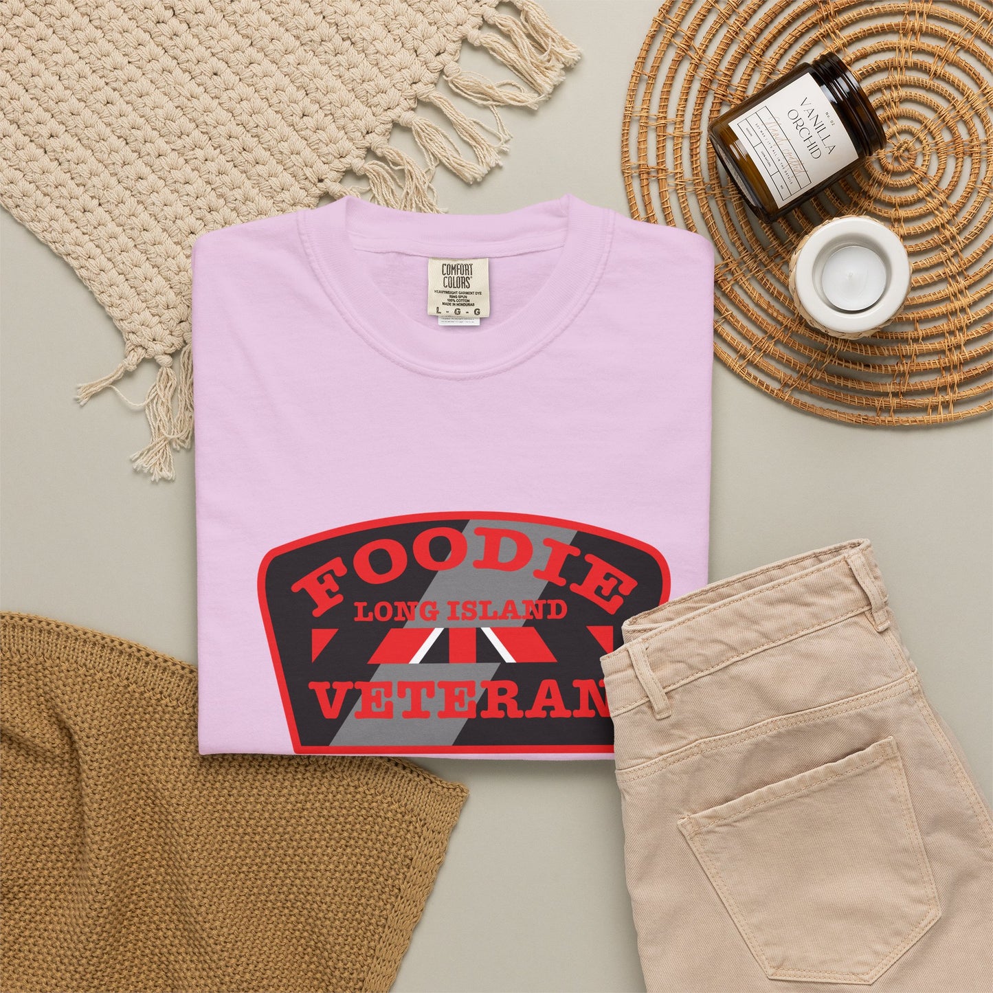 L.O.E.F Foodie Veteran Long Island Unisex Tee Shirt (Red)