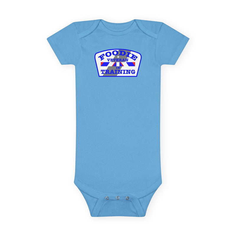 L.O.E.F Foodie Veteran In Training Baby Bodysuit (Blue)