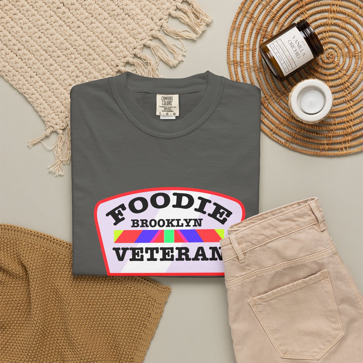 L.O.E.F Foodie Veteran BROOKLYN Unisex Tee Shirt (Soft Pink)