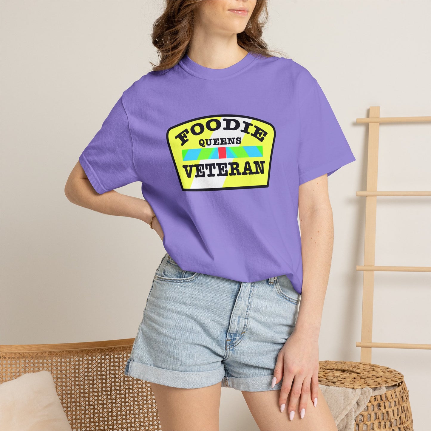 L.O.E.F Foodie Veteran QUEENS Unisex Tee Shirt (Yellow and Black)