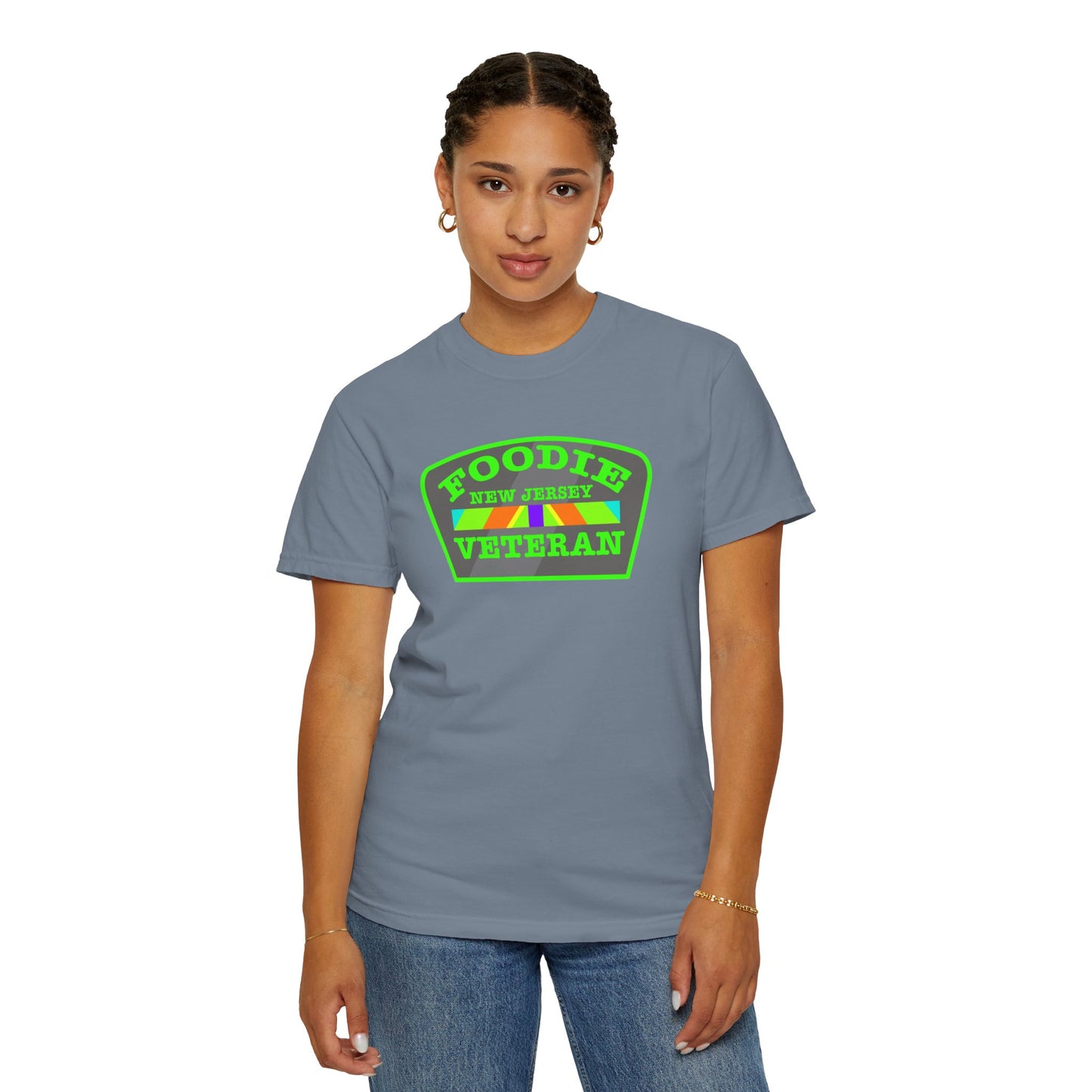 L.O.E.F Foodie Veteran NEW JERSEY Unisex Tee Shirt (Neon Green)