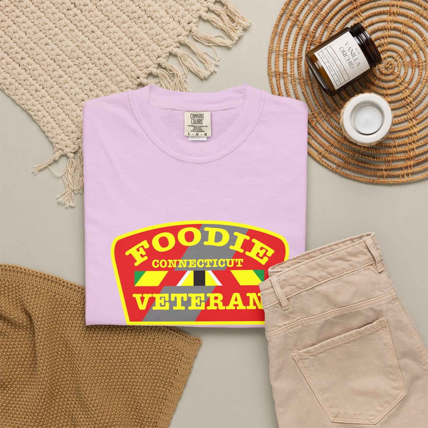 L.O.E.F Foodie Veteran CONNECTICUT Unisex Tee Shirt (Yellow)