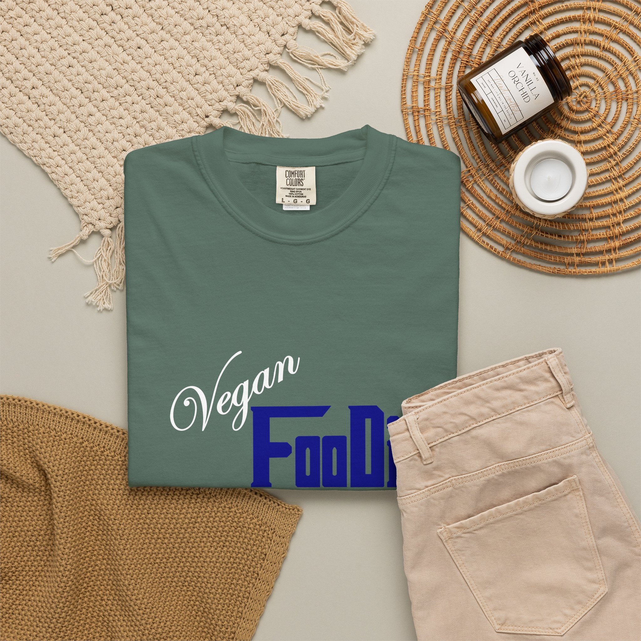 L.O.E.F Unisex Vegan Foodie Tee Shirt (Dark Blue)