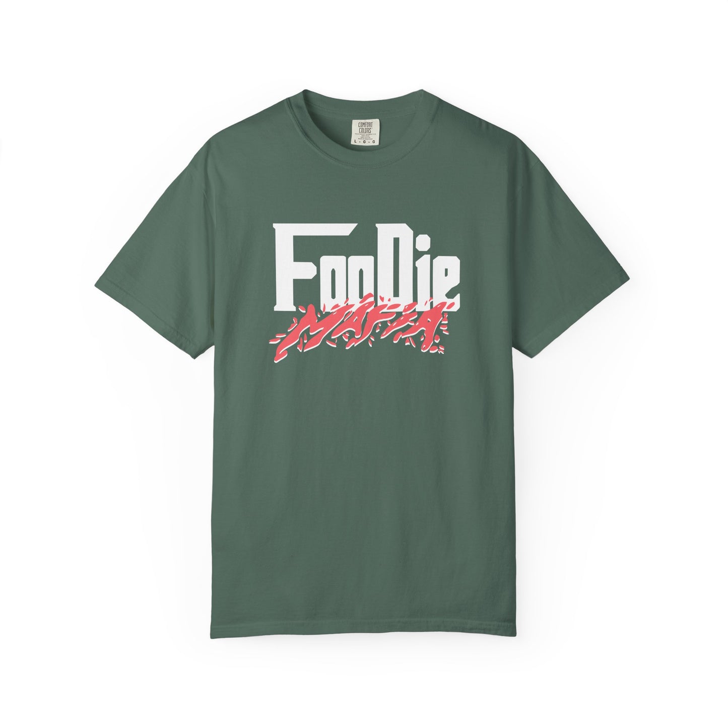 L.O.E.F White Foodie Mafia Unisex Tee Shirt (Soft Red)