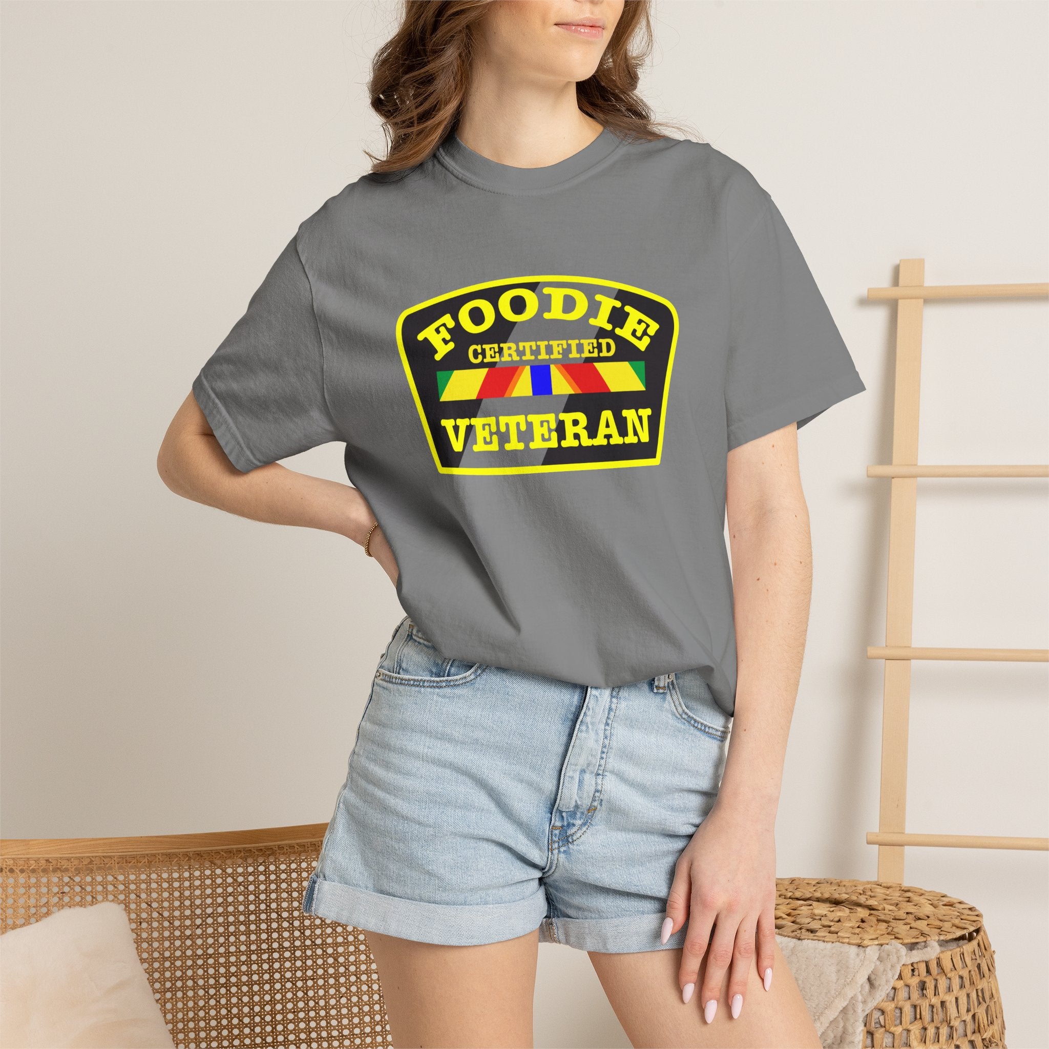 L.O.E.F Foodie CERTIFIED Veteran Unisex Tee Shirt (Yellow)