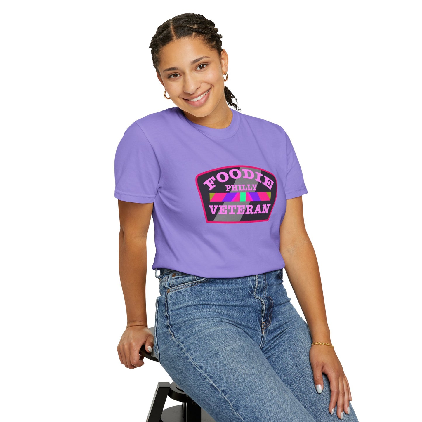 L.O.E.F Foodie Veteran PHILLY Unisex Tee Shirt (Pink)