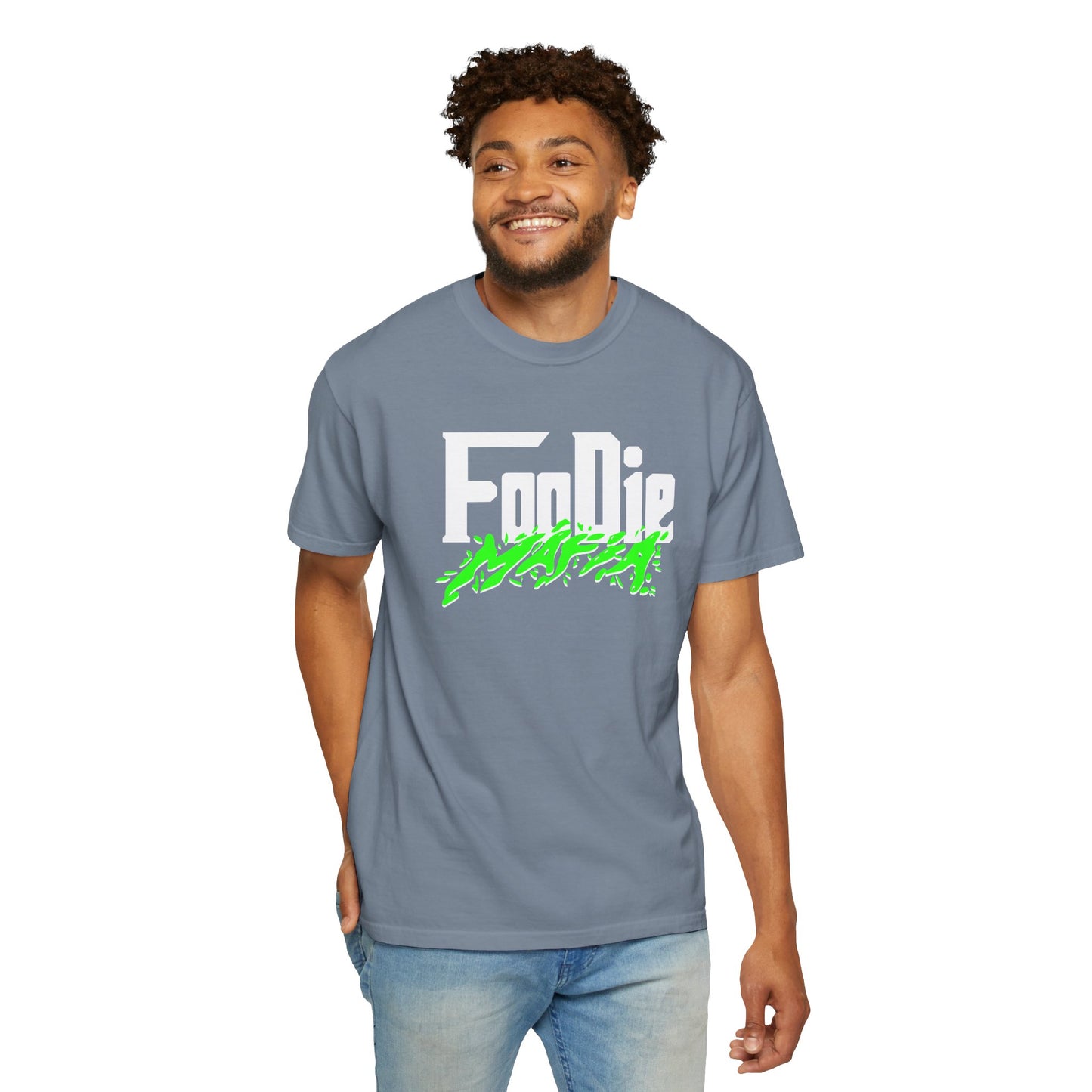 L.O.E.F White Foodie Mafia Unisex Tee Shirt (Neon Green)
