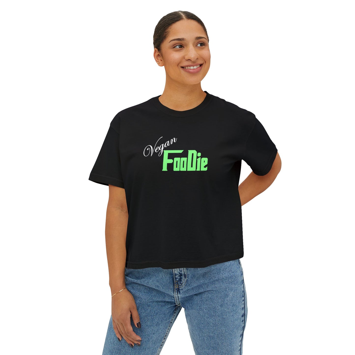 L.O.E.F Women Vegan Foodie Boxy Tee (Mint Green)
