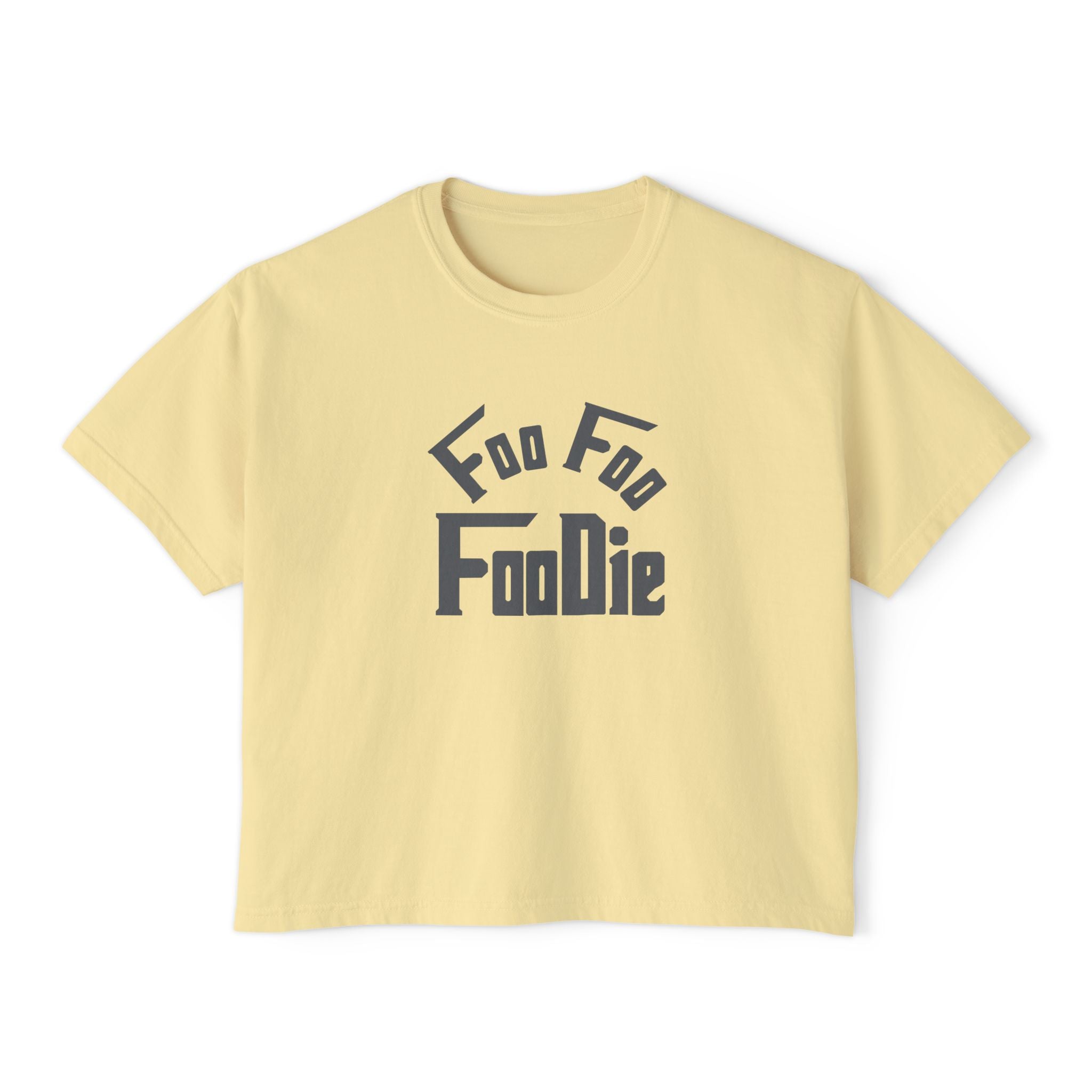 L.O.E.F FOO FOO FOODIE Women Boxy Tee(Dark Gray)