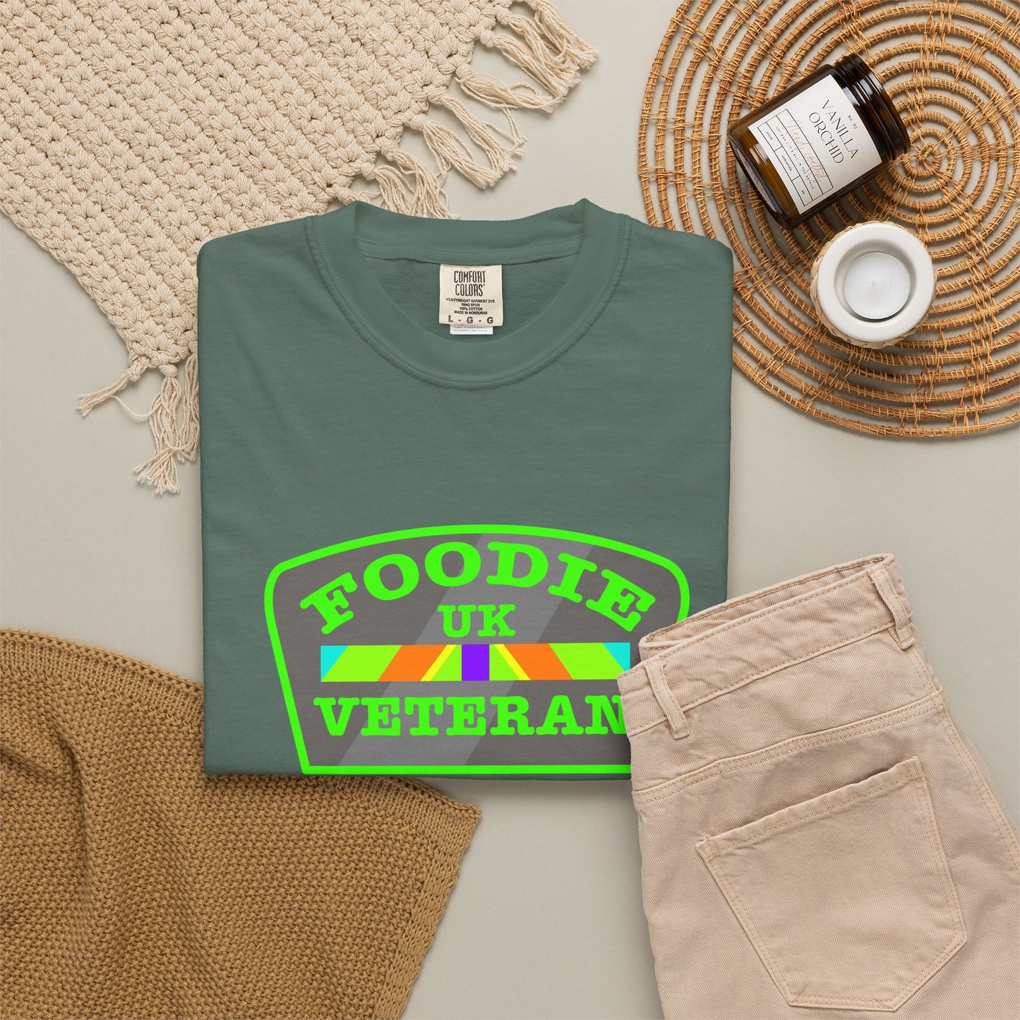 L.O.E.F Foodie Veteran UK Unisex Tee Shirt (Neon Green)