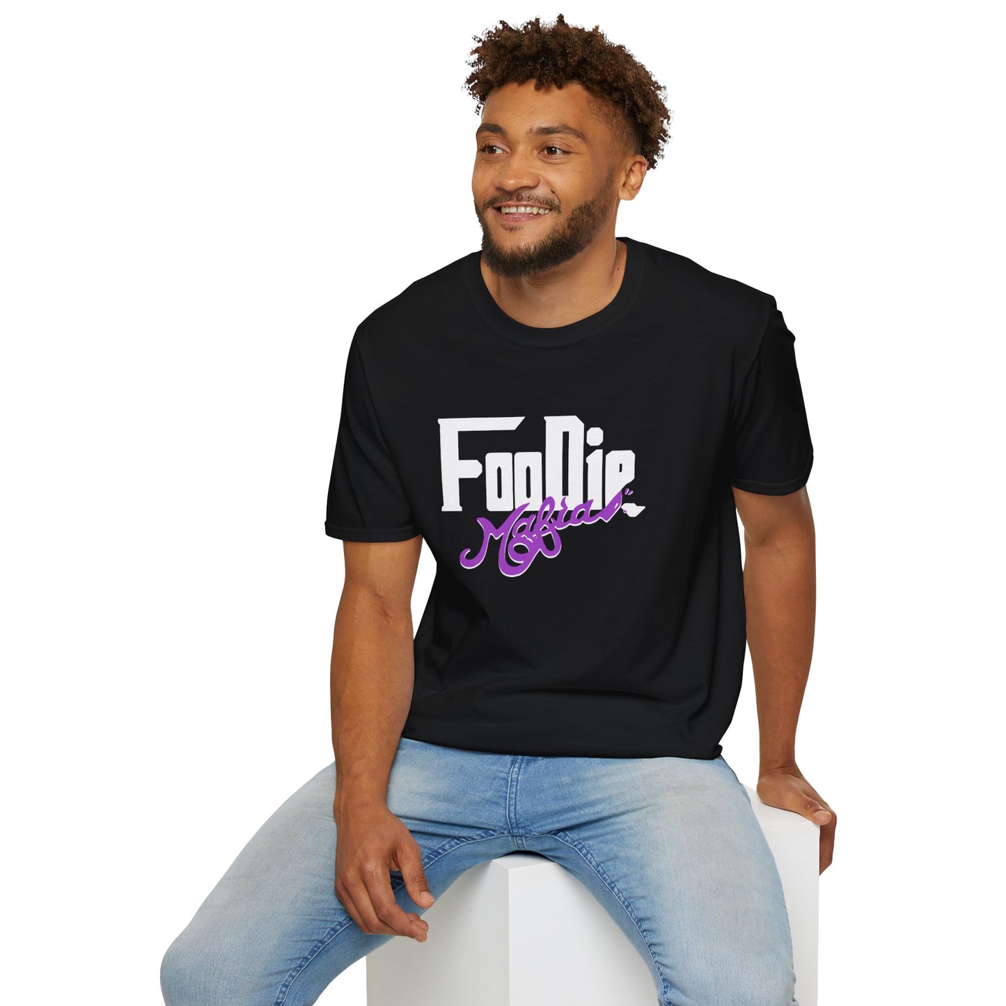 L.O.E.F White Foodie Mafia Unisex Tee Shirt  (Purple)