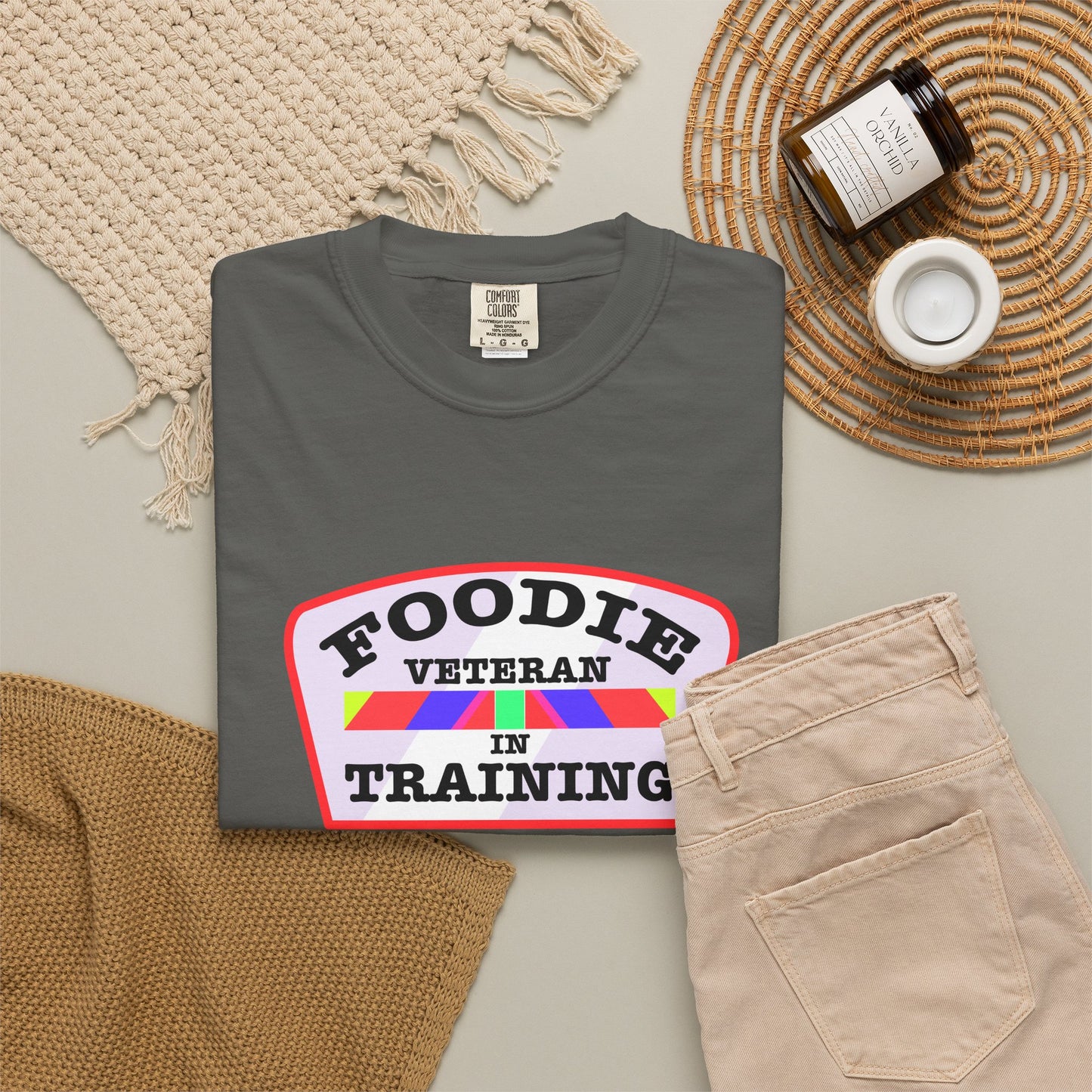 L.O.E.F Foodie Veteran IN TRAINING Unisex Tee Shirt (Soft Pink)