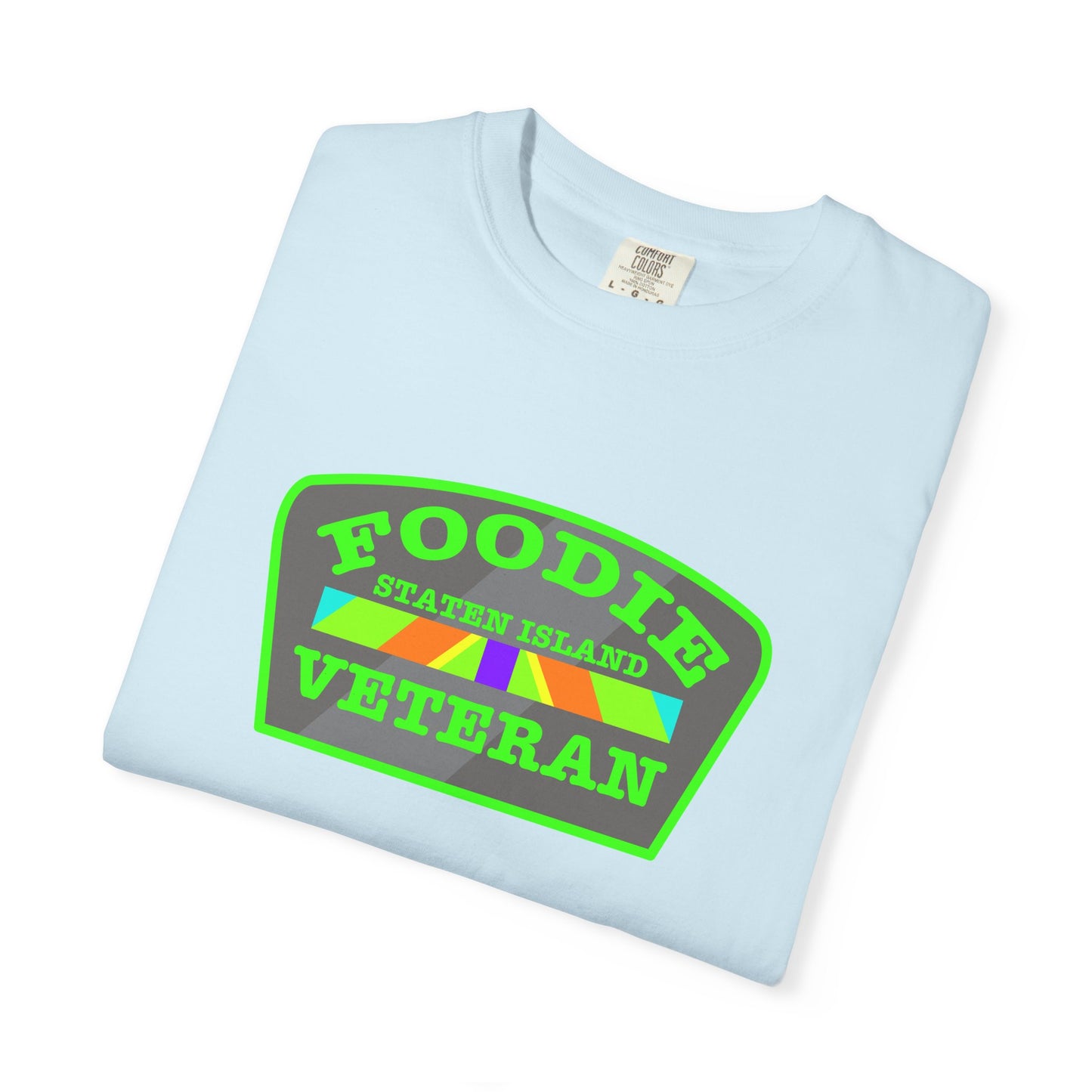 L.O.E.F Foodie Veteran STATEN ISLAND Unisex Tee Shirt (Neon Green)