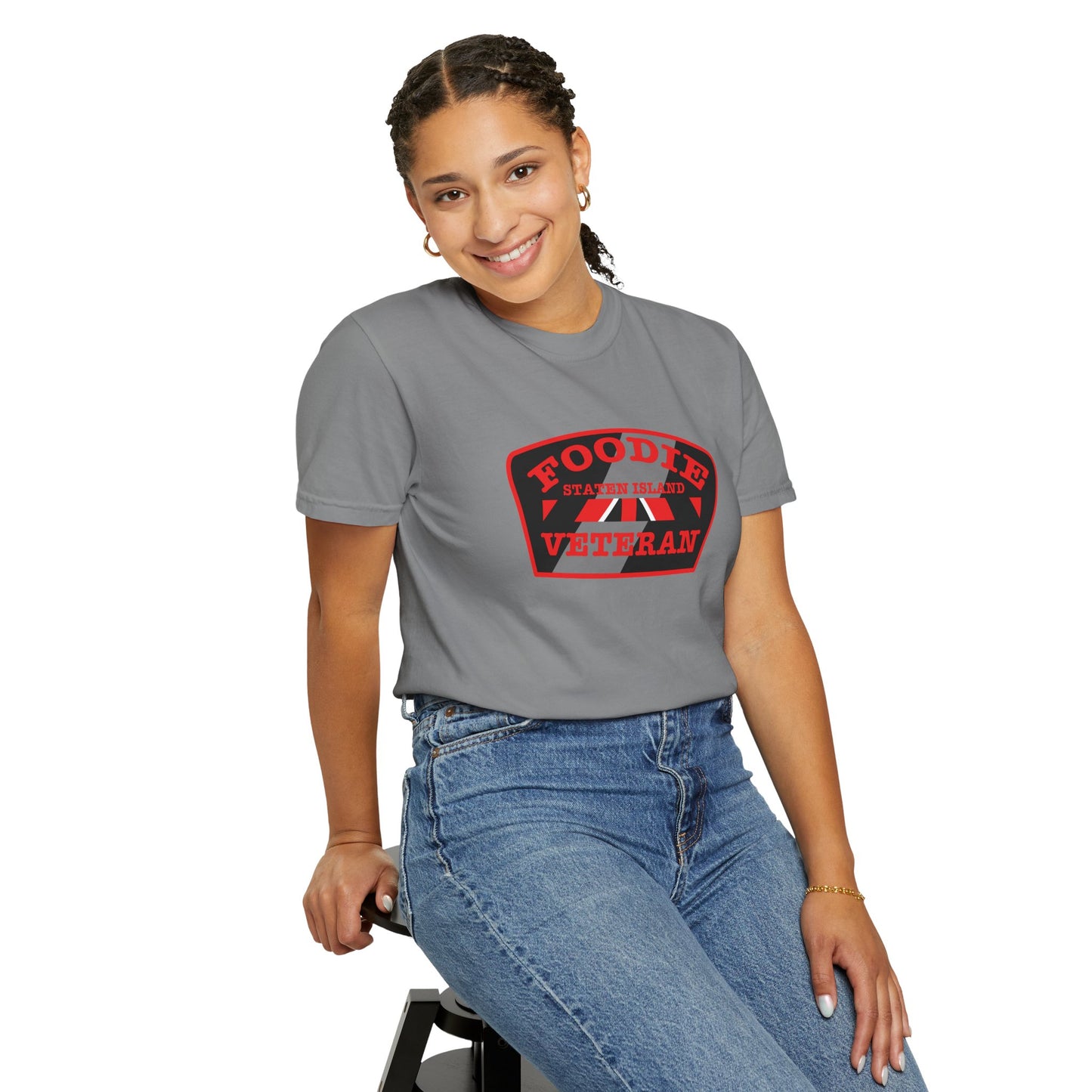L.O.E.F Foodie Veteran STATEN ISLAND Unisex Tee Shirt (Red)