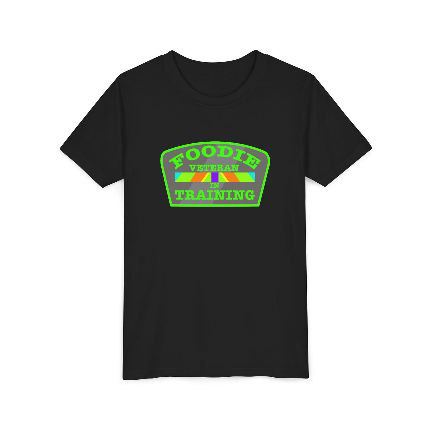 L.O.E.F Foodie Veteran In Training Kids Tee Shirt (Neon Green)