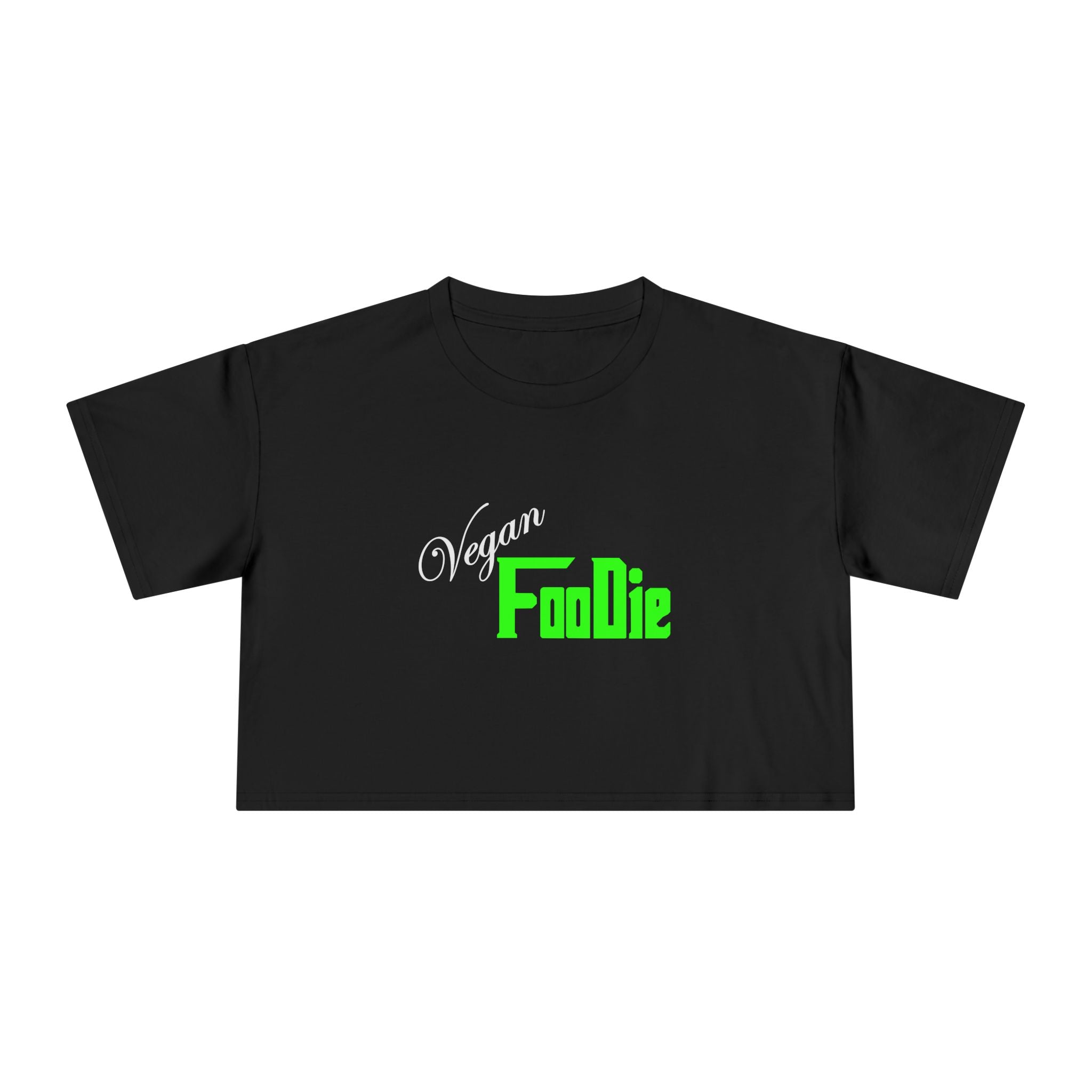 L.O.E.F Women Vegan Foodie Crop Tee (Neon Green)