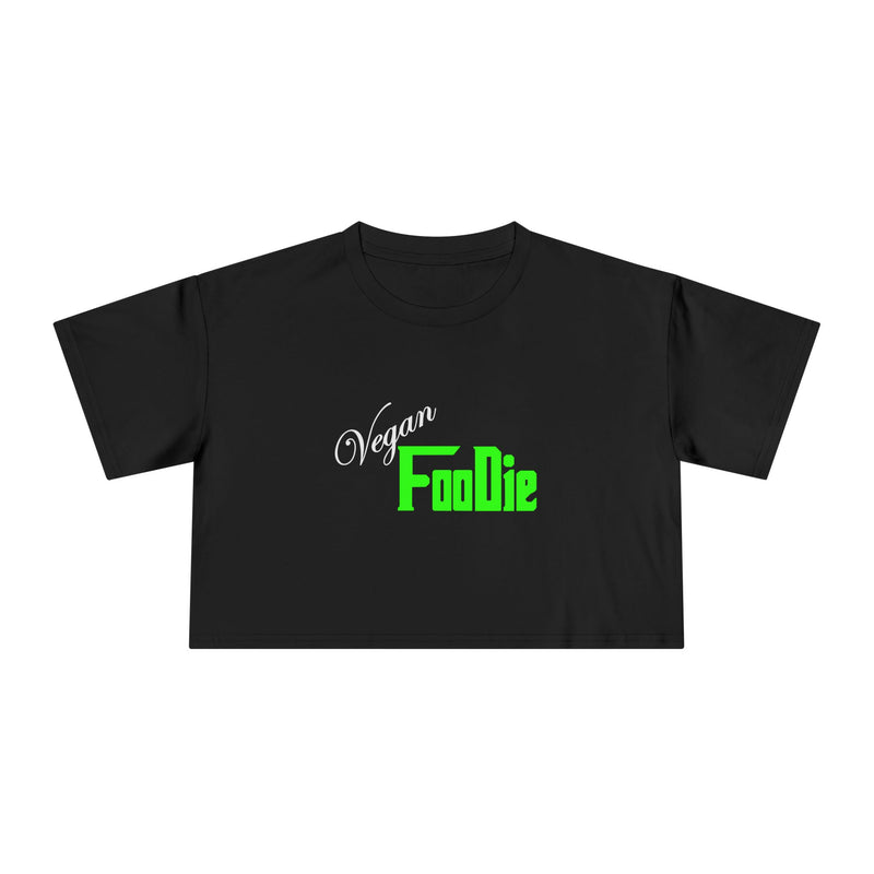 L.O.E.F Women Vegan Foodie Crop Tee (Neon Green)