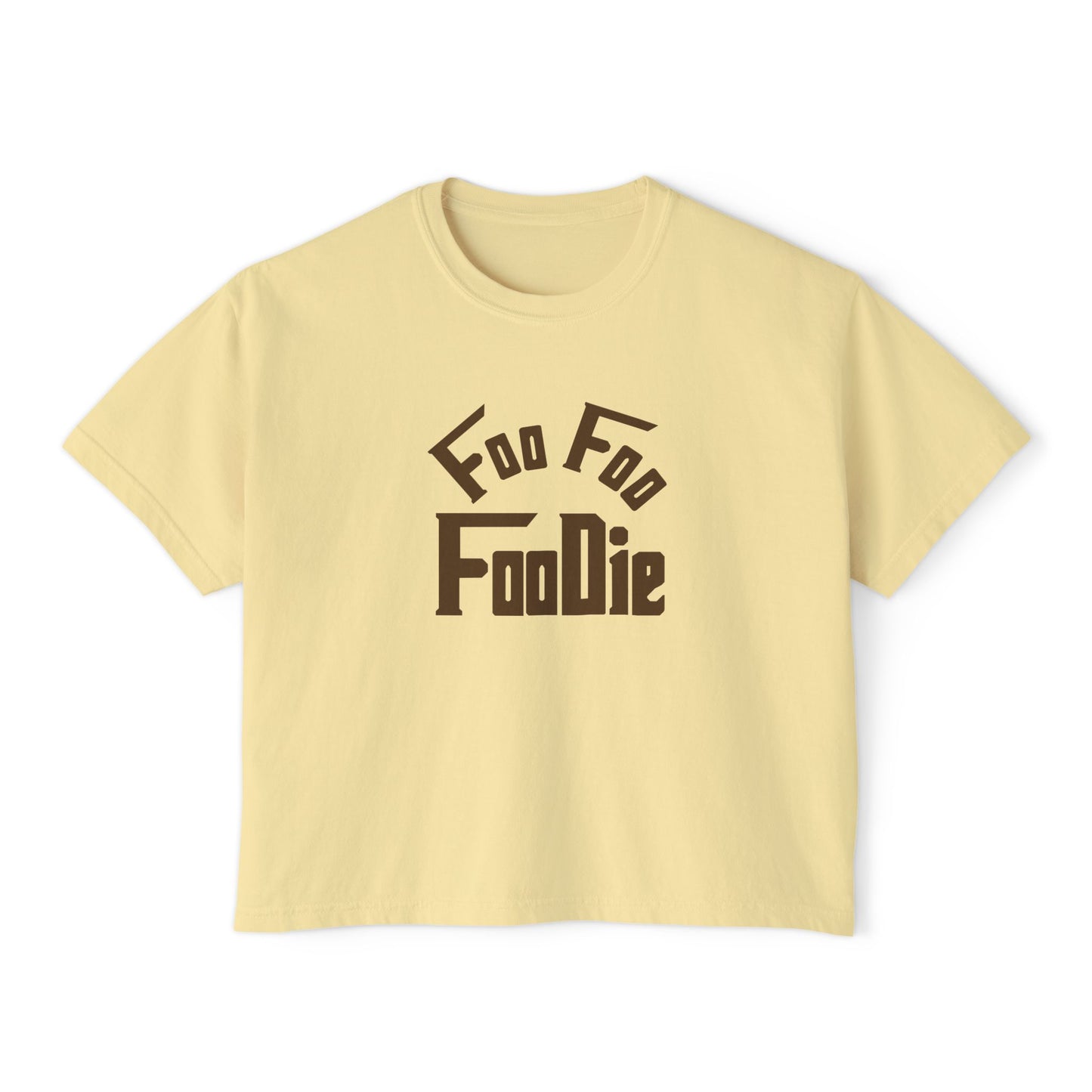L.O.E.F FOO FOO FOODIE Women Boxy Tee(Dark Brown)