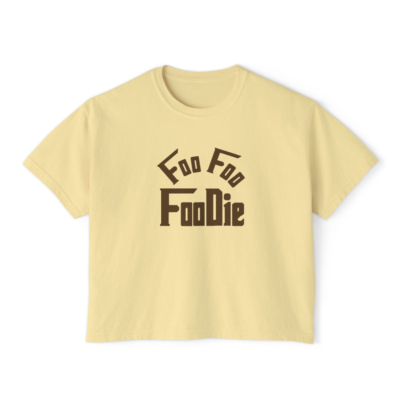 L.O.E.F FOO FOO FOODIE Women Boxy Tee(Dark Brown)