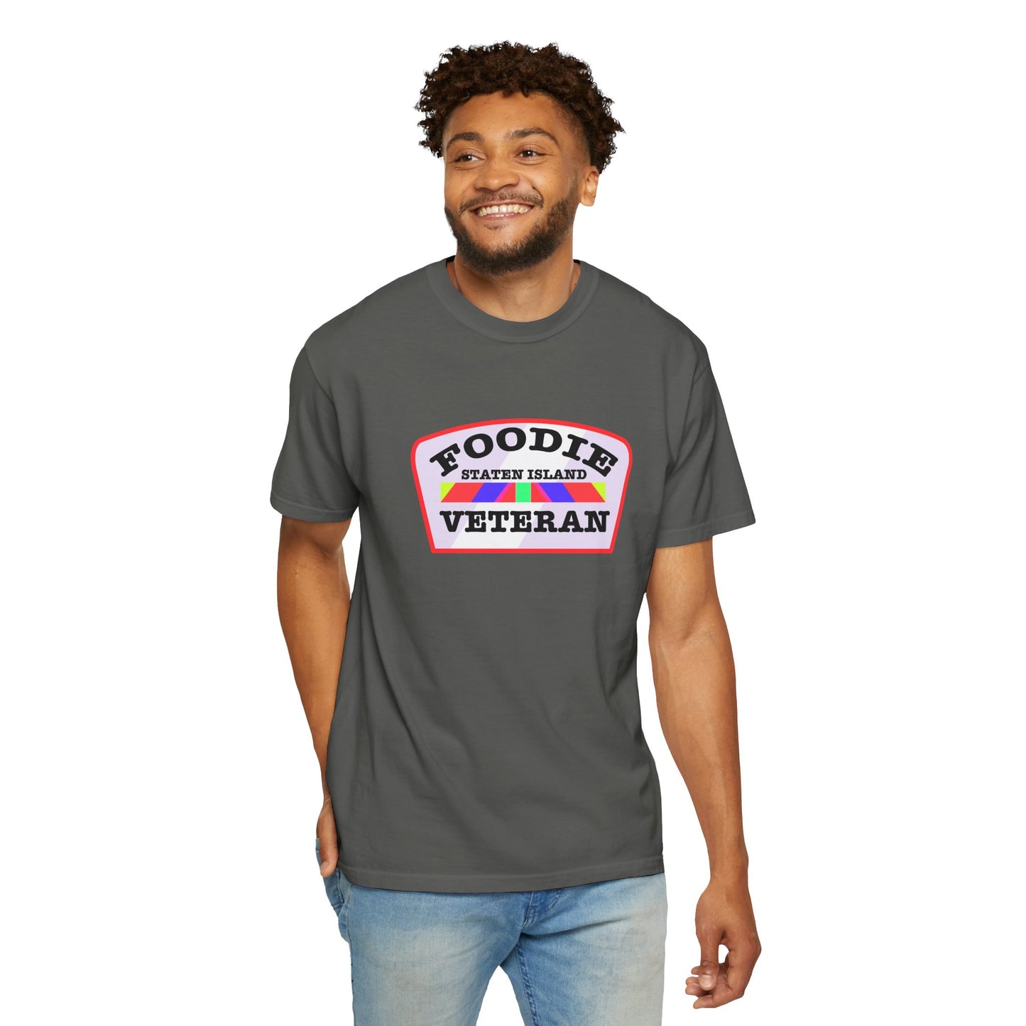 L.O.E.F Foodie Veteran STATEN ISLAND Unisex Tee Shirt (Soft Pink)