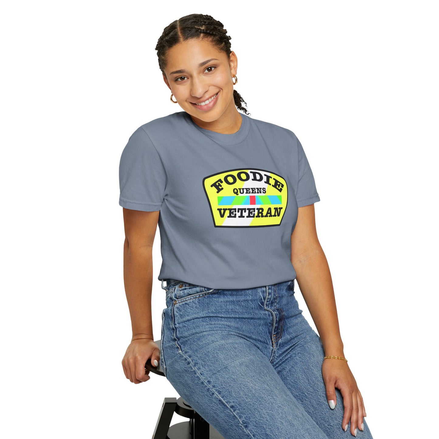 L.O.E.F Foodie Veteran QUEENS Unisex Tee Shirt (Yellow and Black)