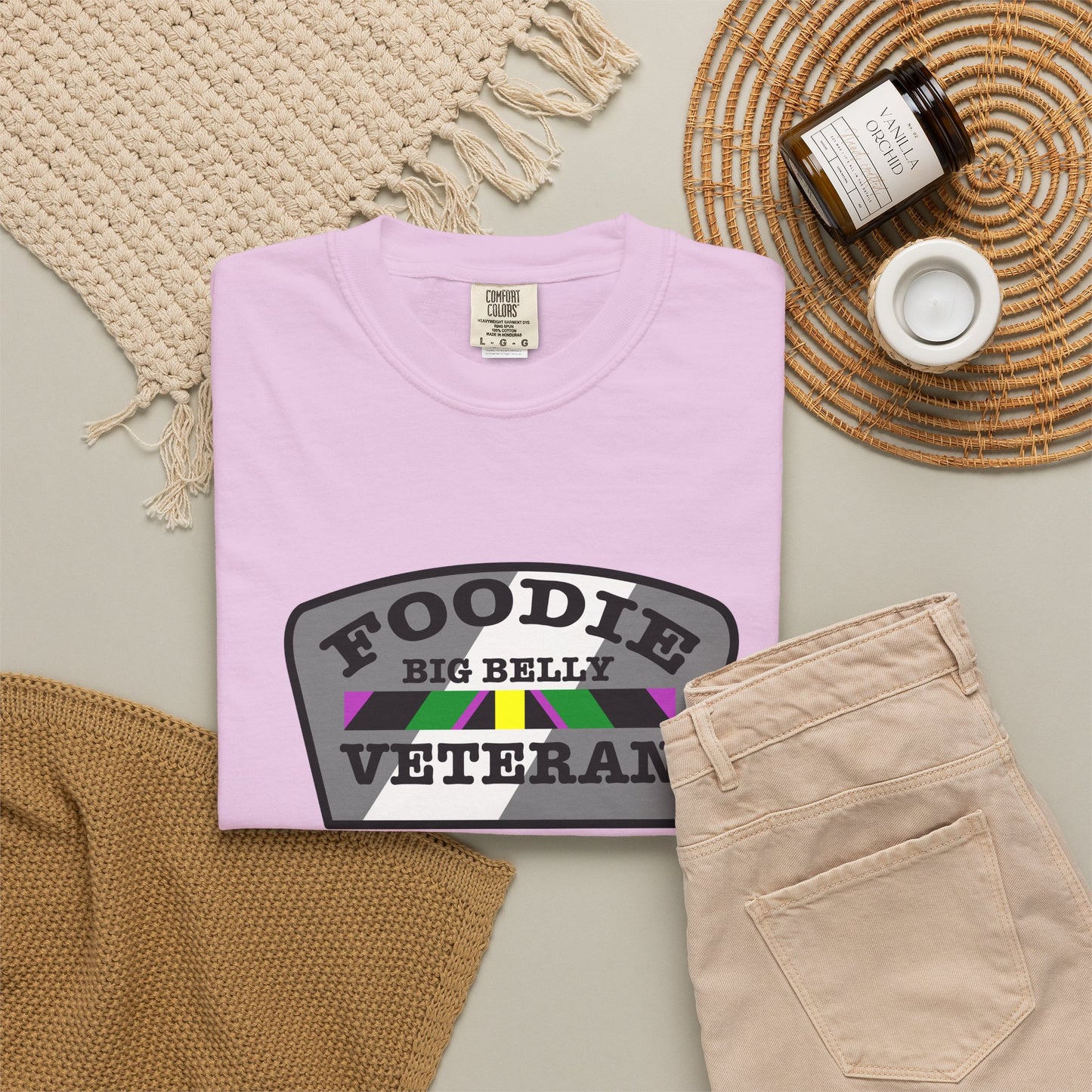 L.O.E.F Foodie Veteran Big Belly Unisex Tee Shirt (Gray)