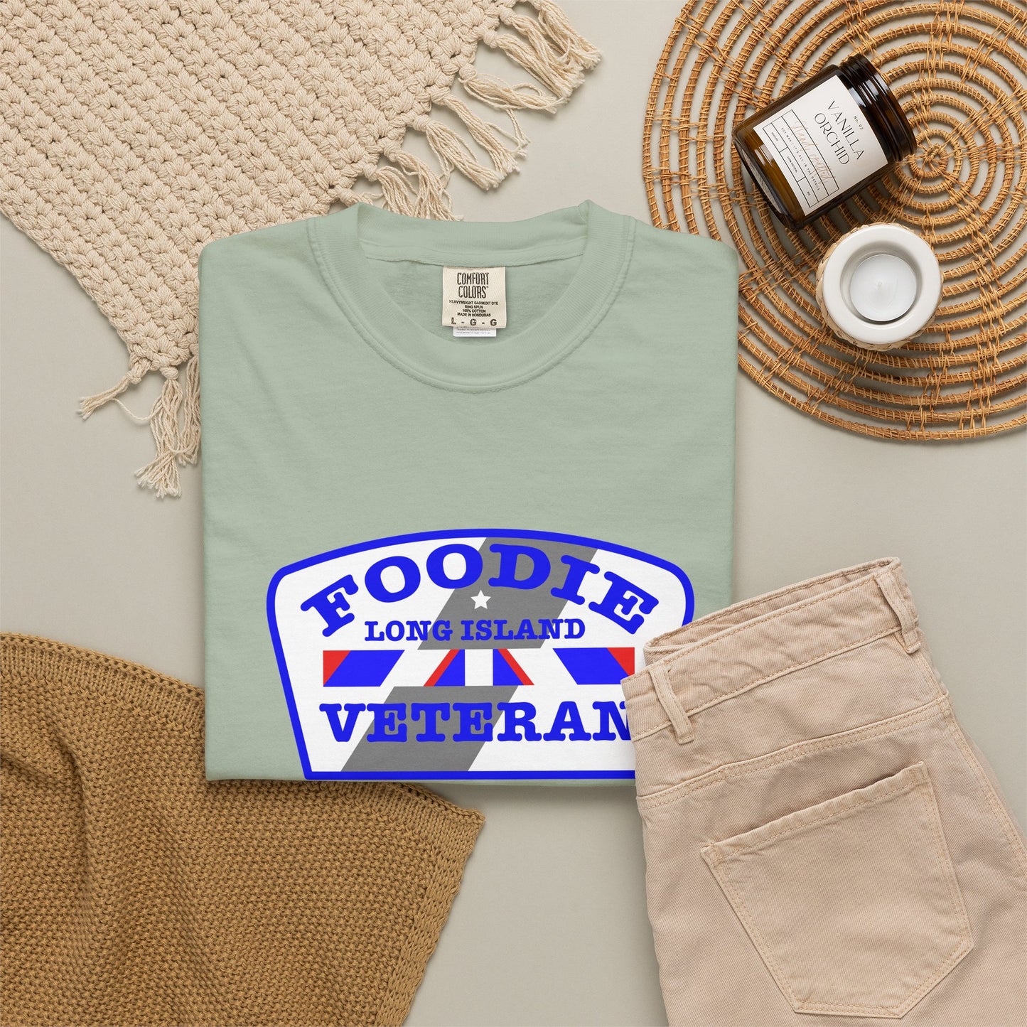 L.O.E.F Foodie Veteran Long Island Unisex Tee Shirt (Blue)