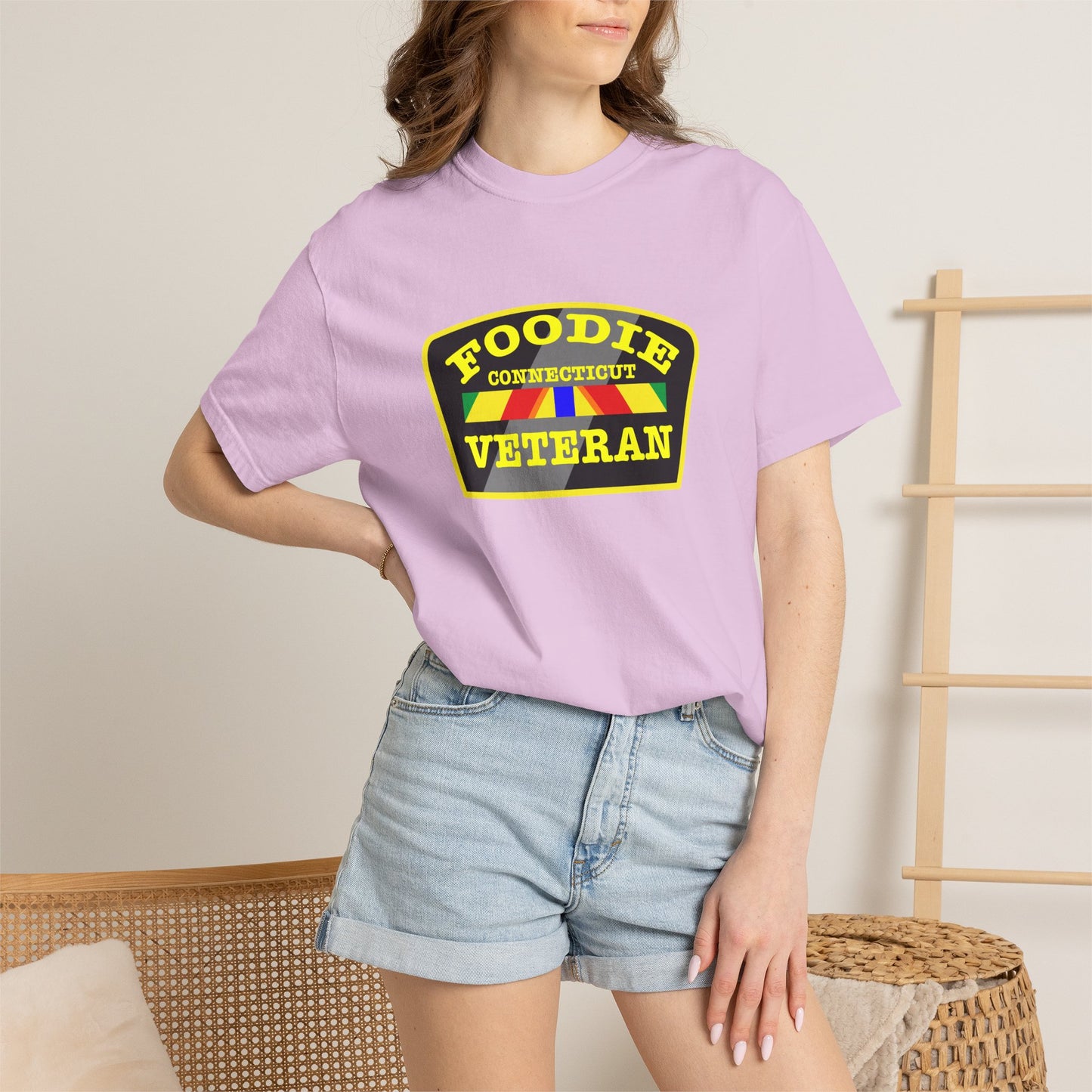 L.O.E.F Foodie Veteran CONNECTICUT Unisex Tee Shirt (Yellow)