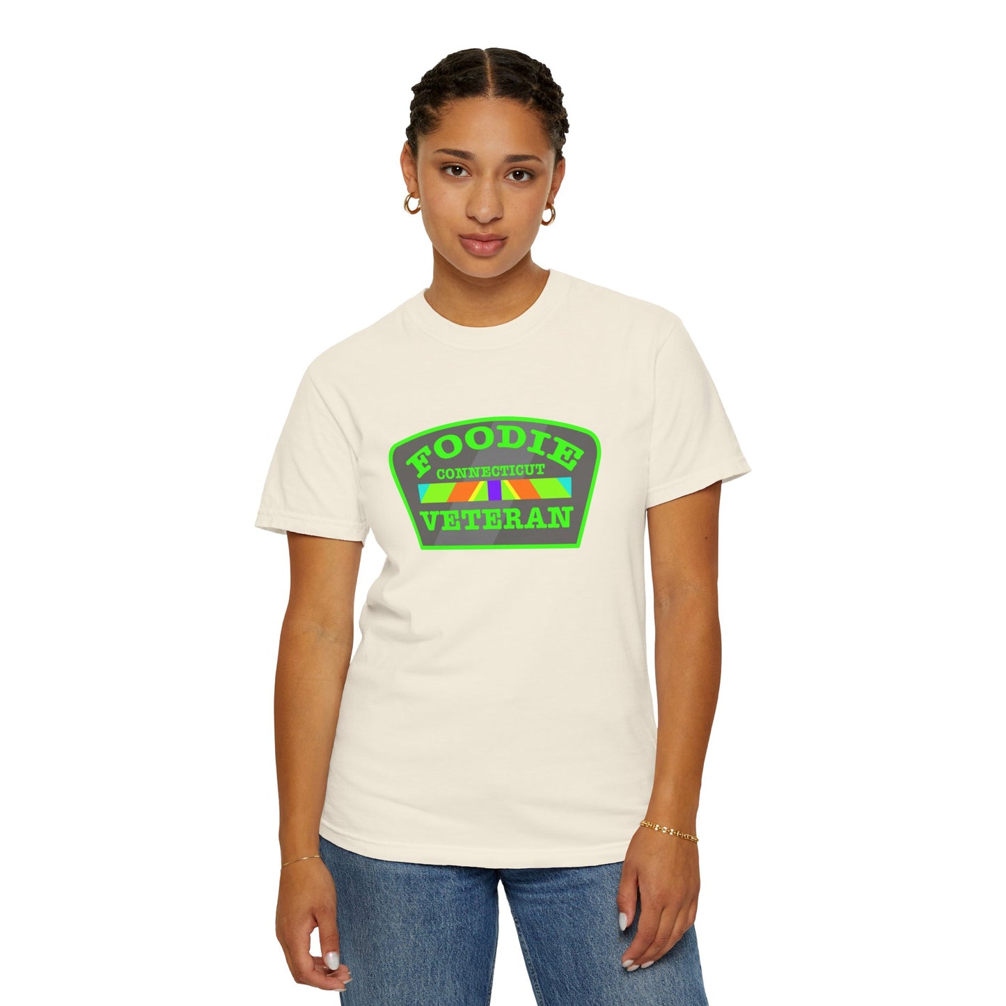 L.O.E.F Foodie Veteran CONNECTICUT Unisex Tee Shirt (Neon Green)