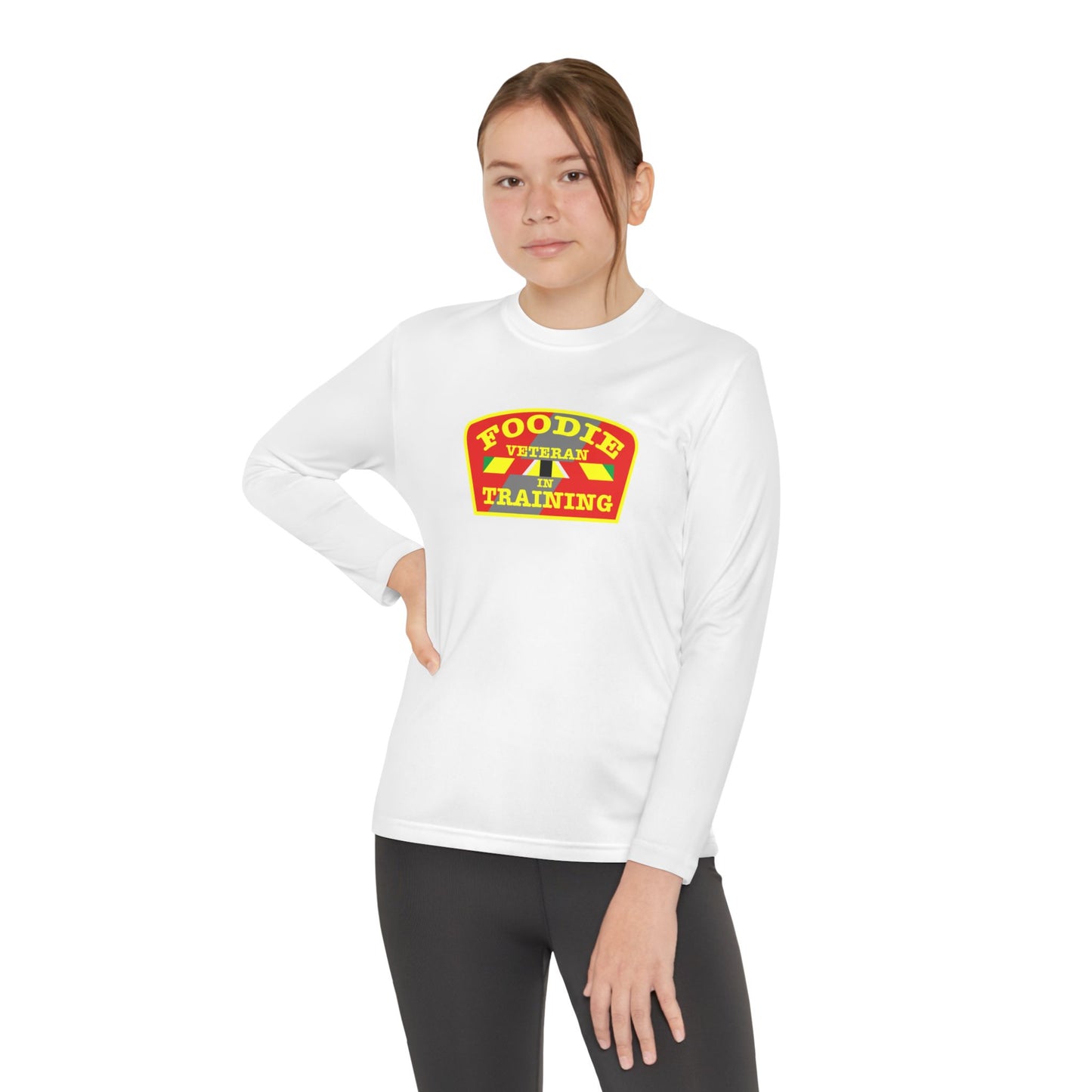L.O.E.F Foodie Veteran In Training Youth Long Sleeve Tee (Yellow and Red)