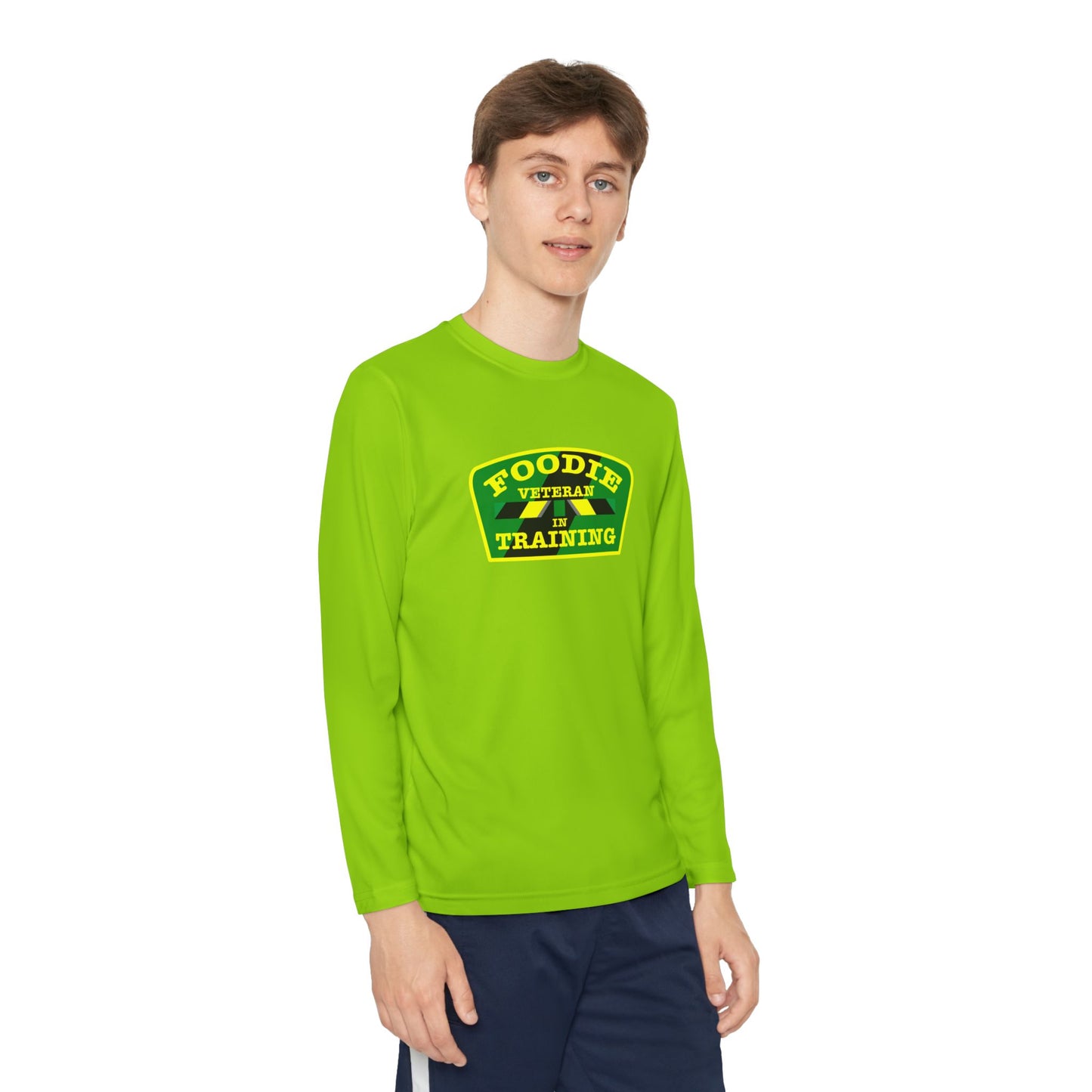 L.O.E.F Foodie Veteran In Training Youth Long Sleeve Tee (Yellow and Green)