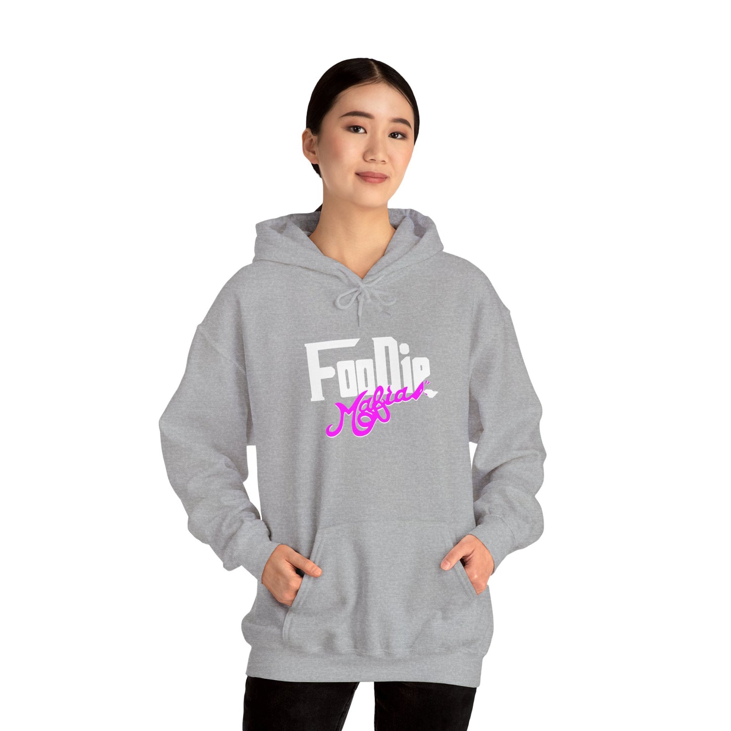 L.O.E.F White Foodie Mafia Unisex Hooded Sweatshirt (Fuchsia)