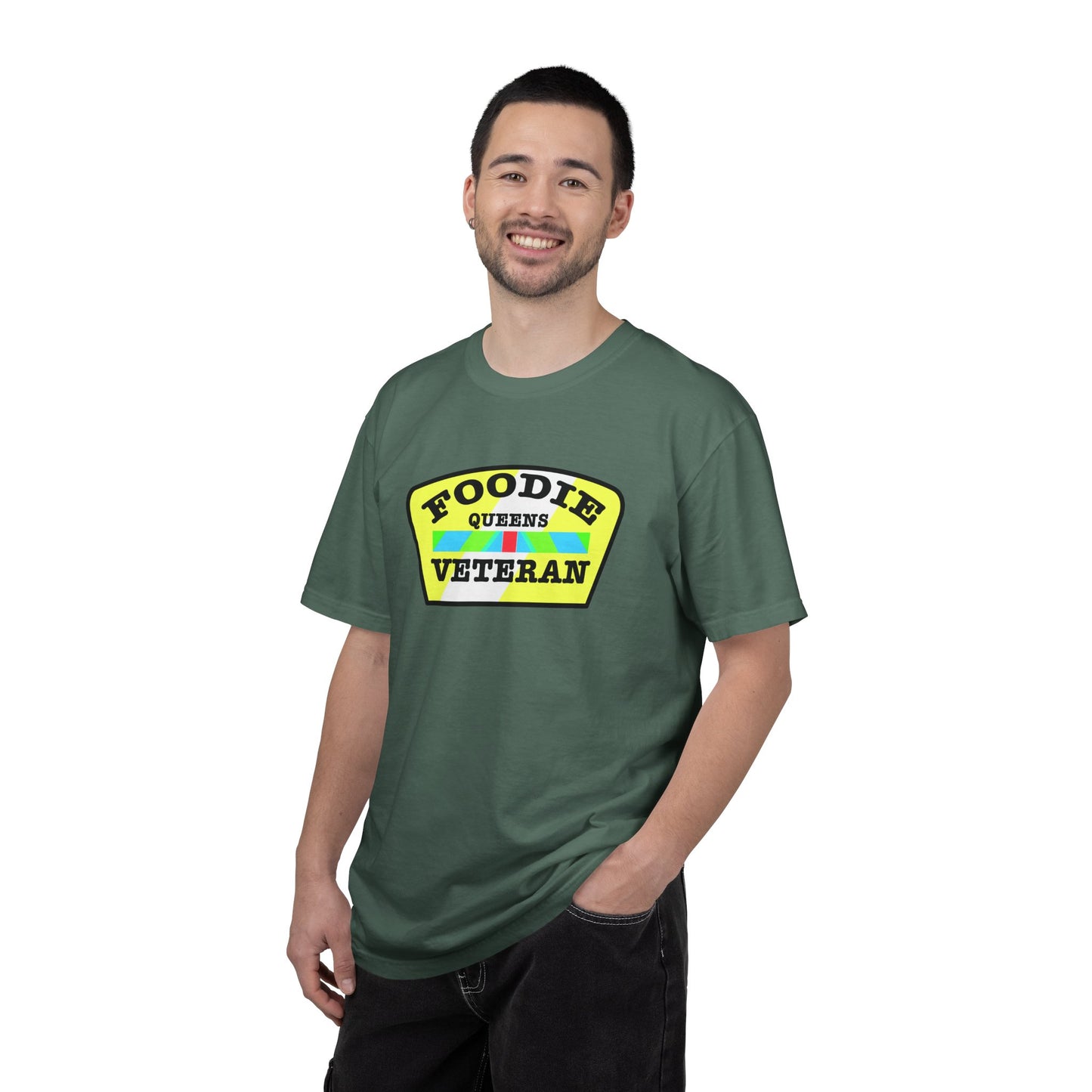 L.O.E.F Foodie Veteran QUEENS Unisex Tee Shirt (Yellow and Black)