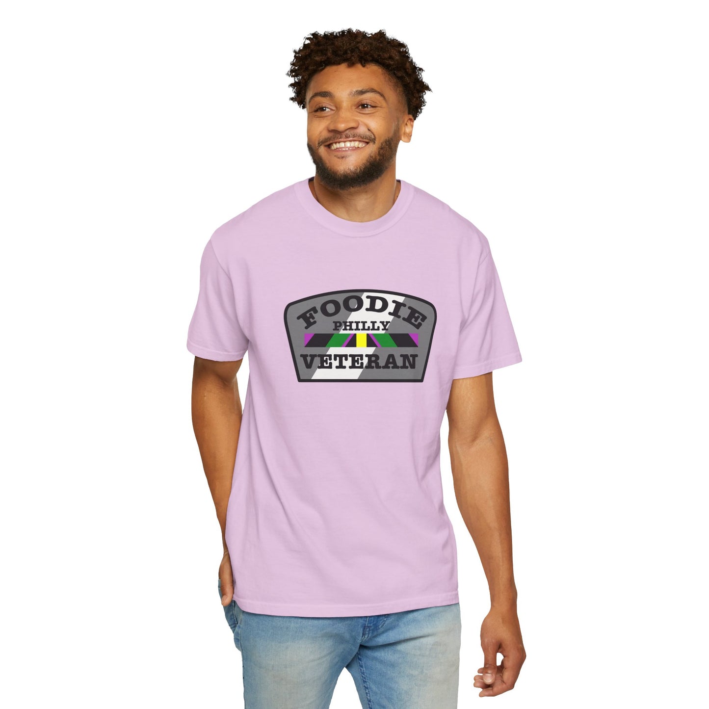 L.O.E.F Foodie Veteran PHILLY Unisex Tee Shirt (Gray)