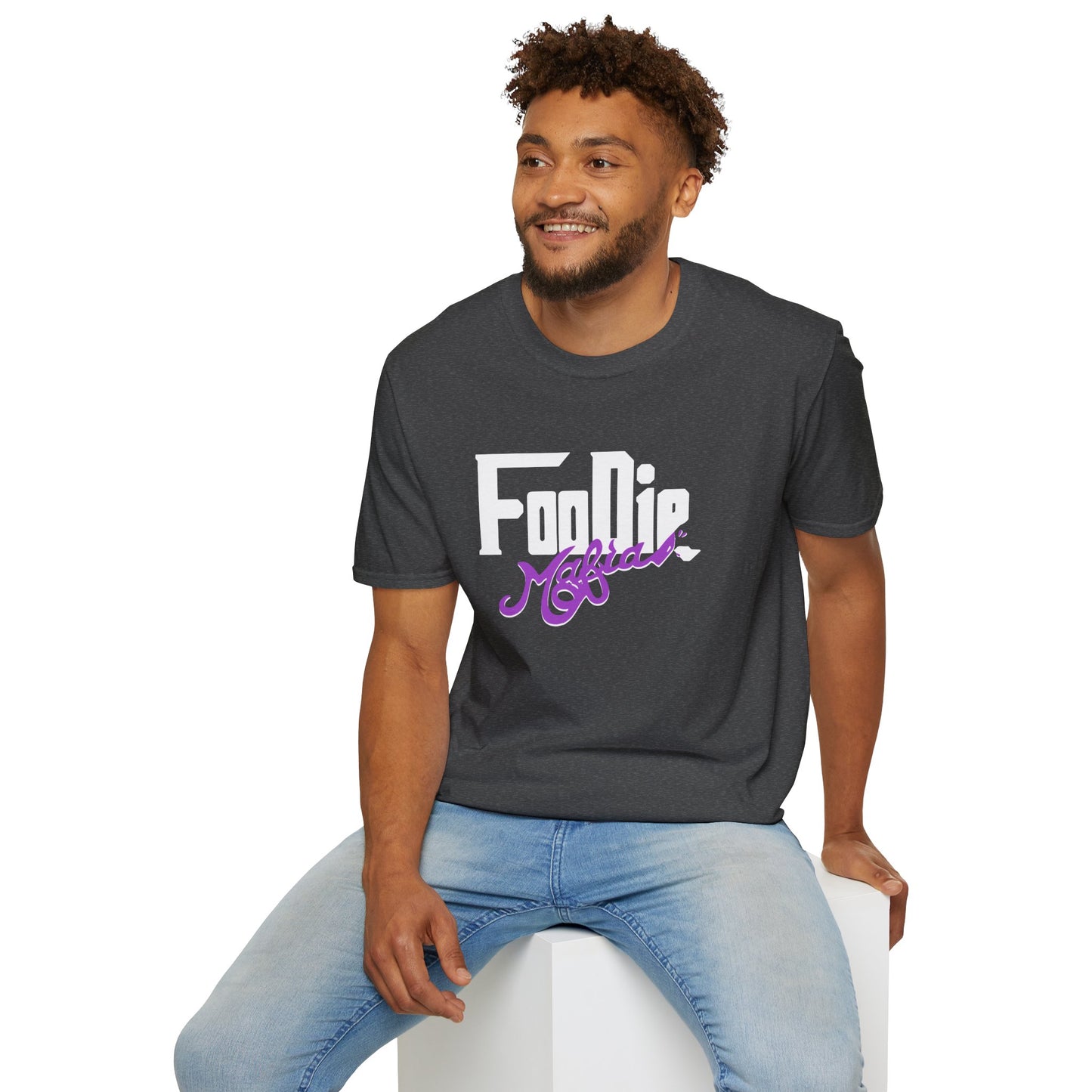 L.O.E.F White Foodie Mafia Unisex Tee Shirt  (Purple)
