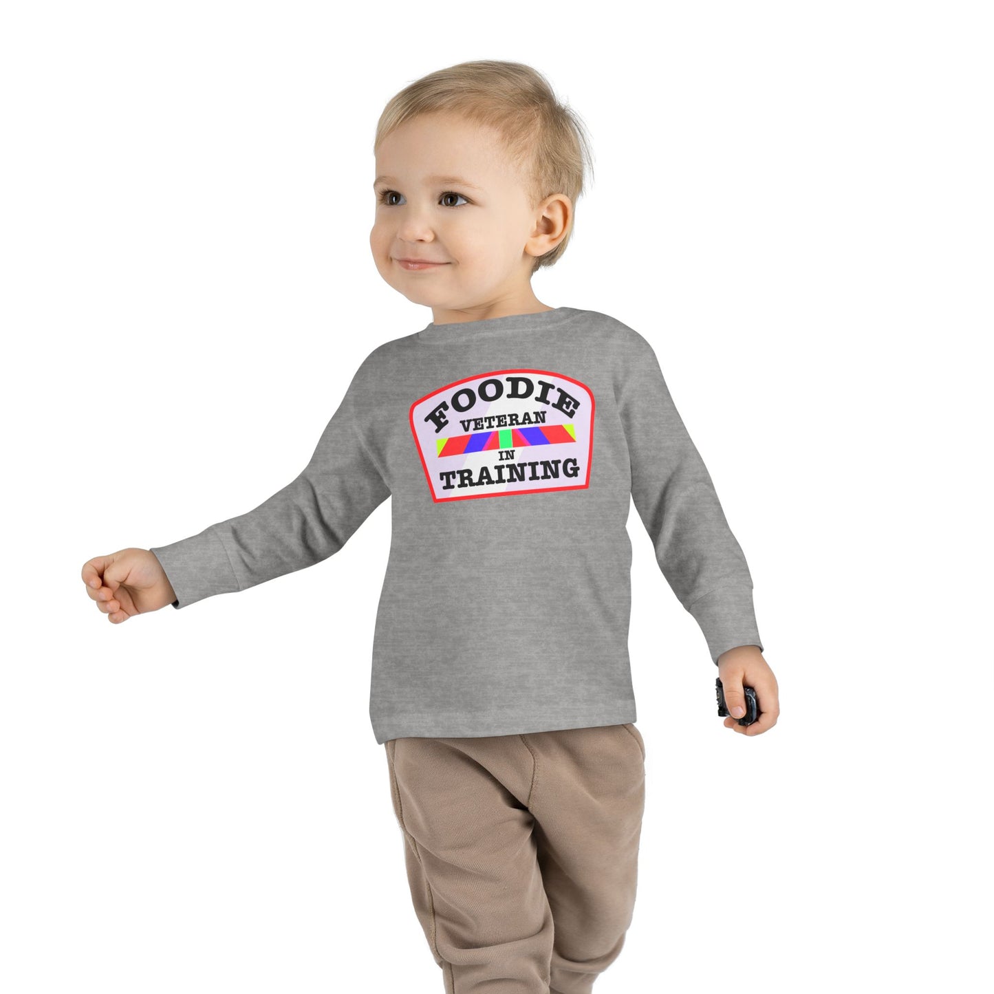 L.O.E.F Foodie Veteran In Training Toddler Long Sleeve Tee (Soft Pink)