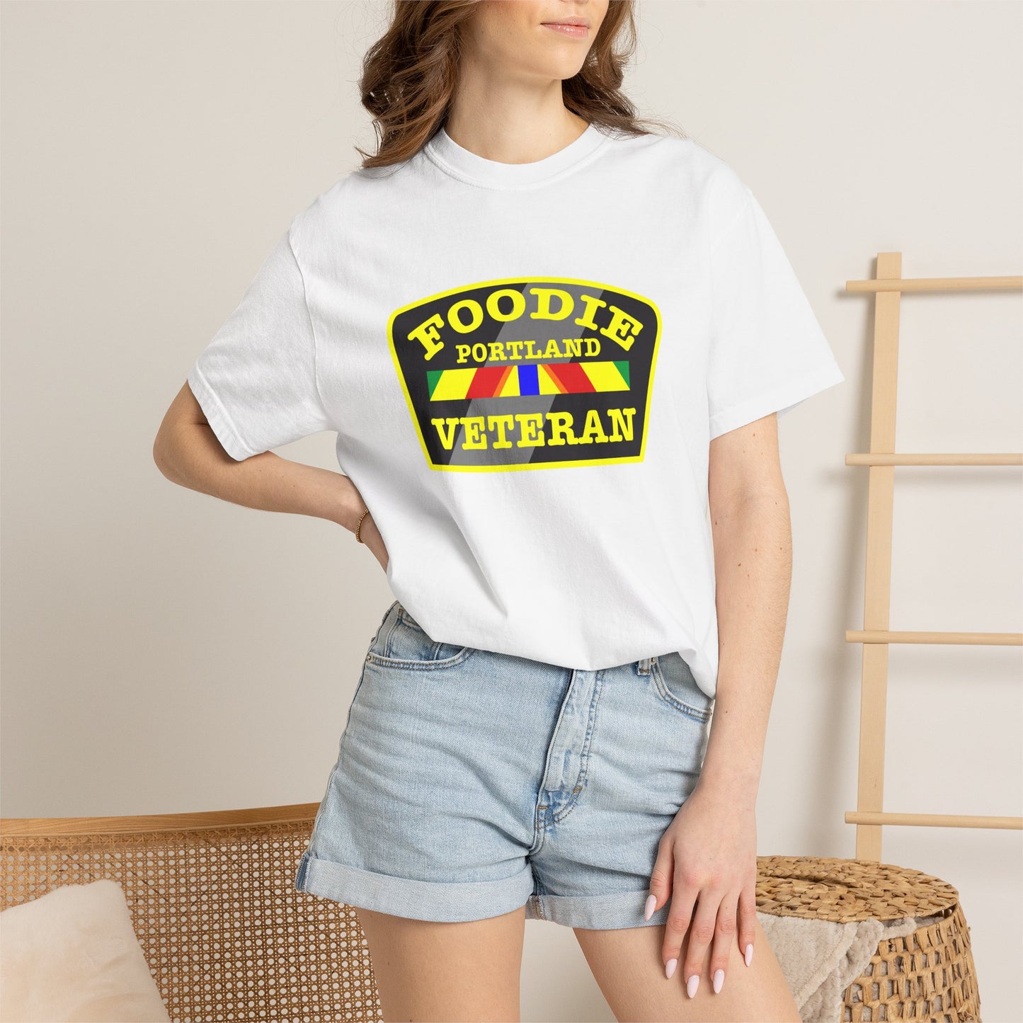 L.O.E.F Foodie Veteran PORTLAND Unisex Tee Shirt (Yellow)